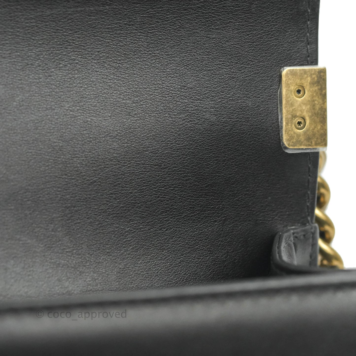 Chanel Small Boy Black Calfskin Aged Gold Hardware