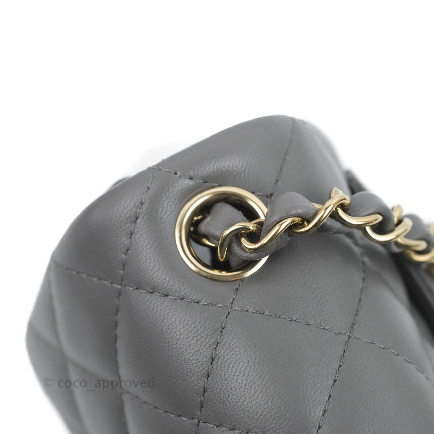 Chanel Quilted Mini Square Dark Grey Lambskin Gold Hardware