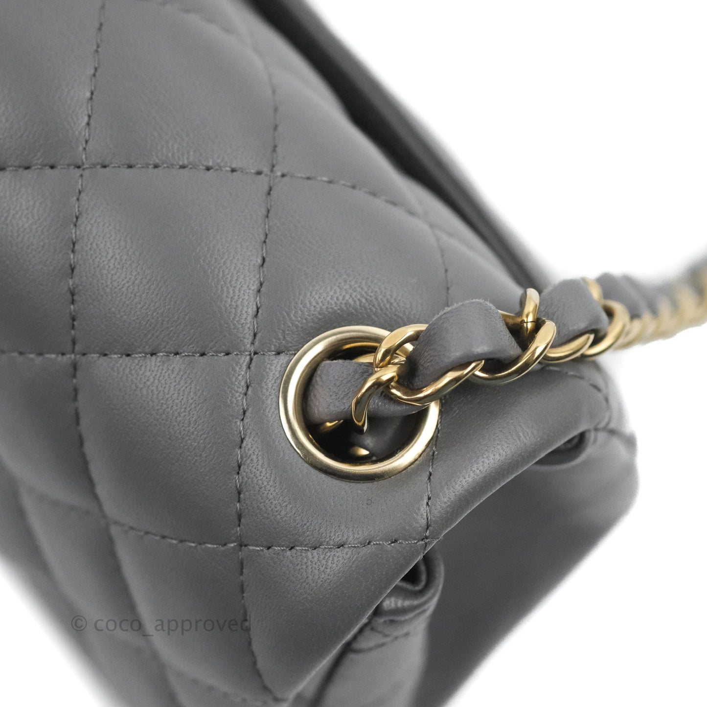 Chanel Quilted Mini Square Dark Grey Lambskin Gold Hardware