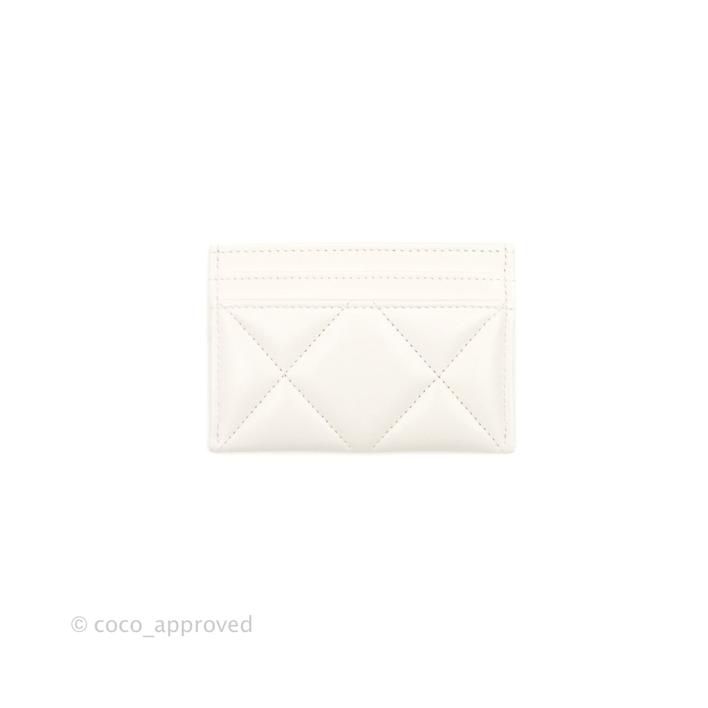 Chanel 19 Quilted Flat Card Holder White Lambskin