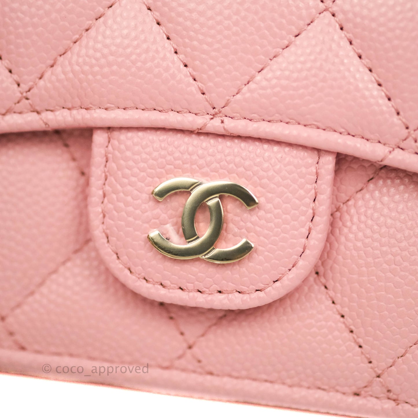 Chanel Quilted Small Classic Flap Trifold Wallet Pink Caviar Gold Hardware