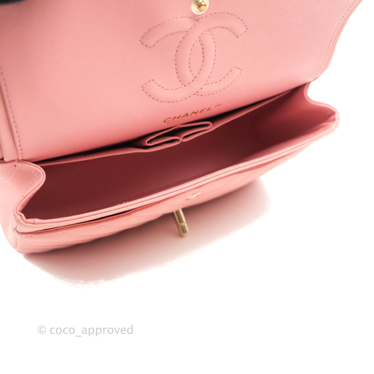 Chanel Classic Chevron S/M Small Double Flap Pink Caviar Gold Hardware