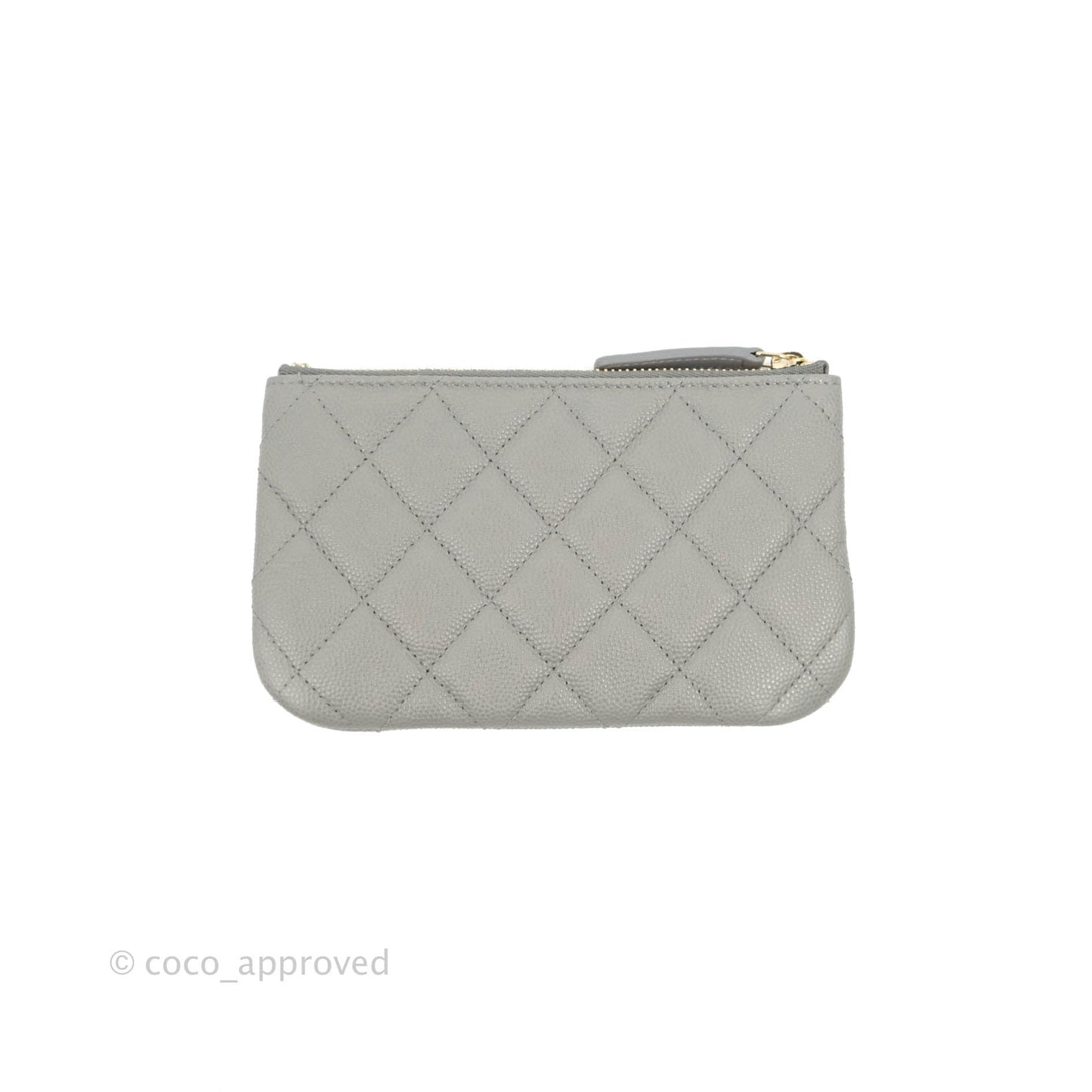 Chanel Quilted Mini O Case Grey Caviar Silver Hardware