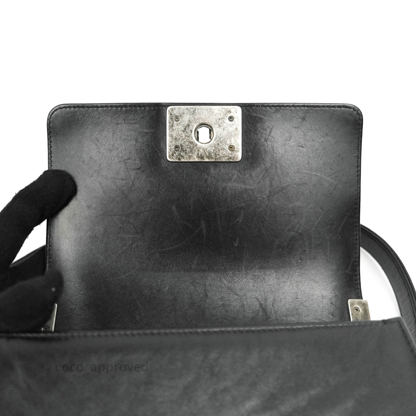 Chanel Small Boy Black Stingray Ruthenium Hardware