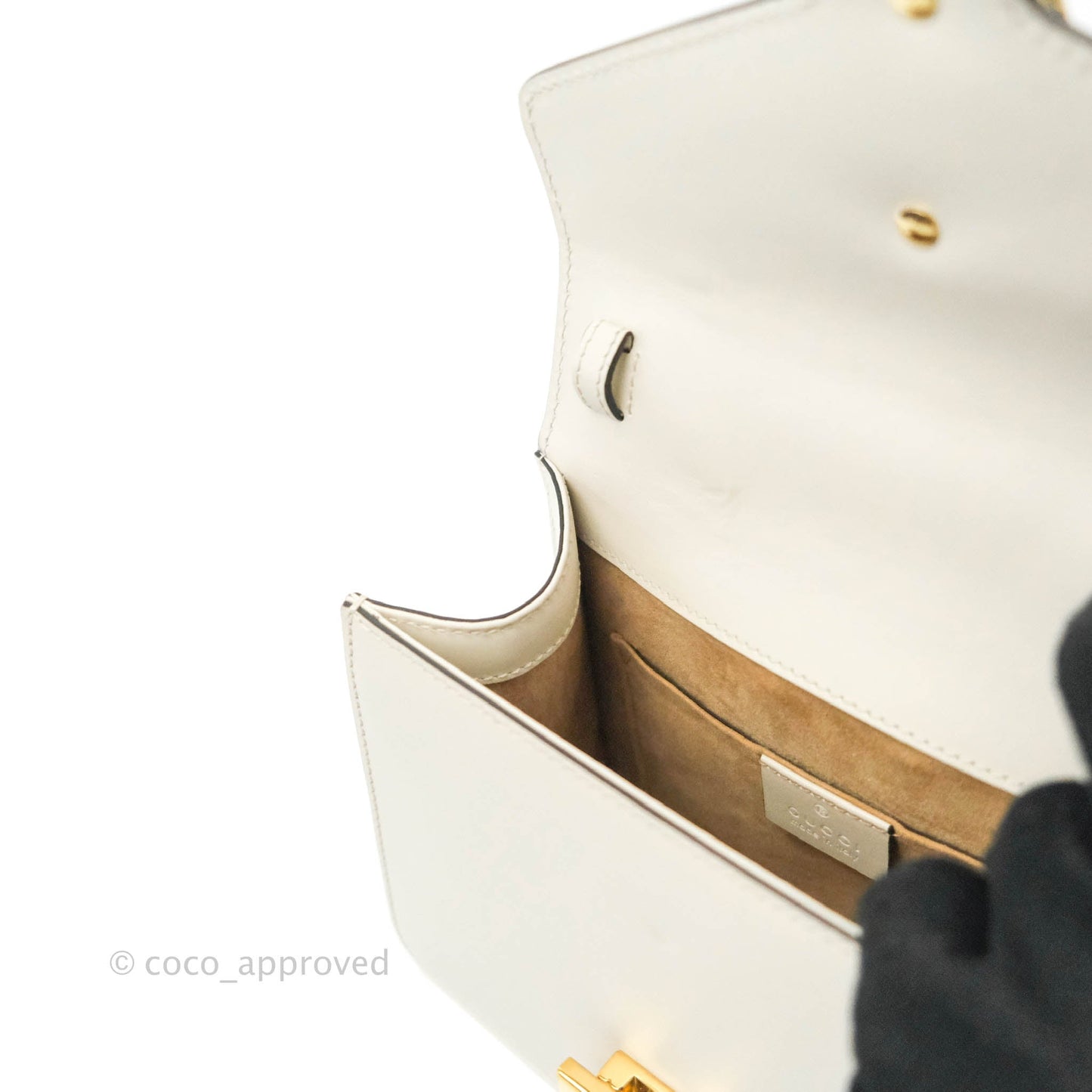 Gucci Mini Sylvie Top Handle White Calfskin Shoulder Bag⁣ ⁣⁣⁣⁣⁣⁣⁣⁣⁣⁣⁣⁣⁣⁣⁣⁣With Strap