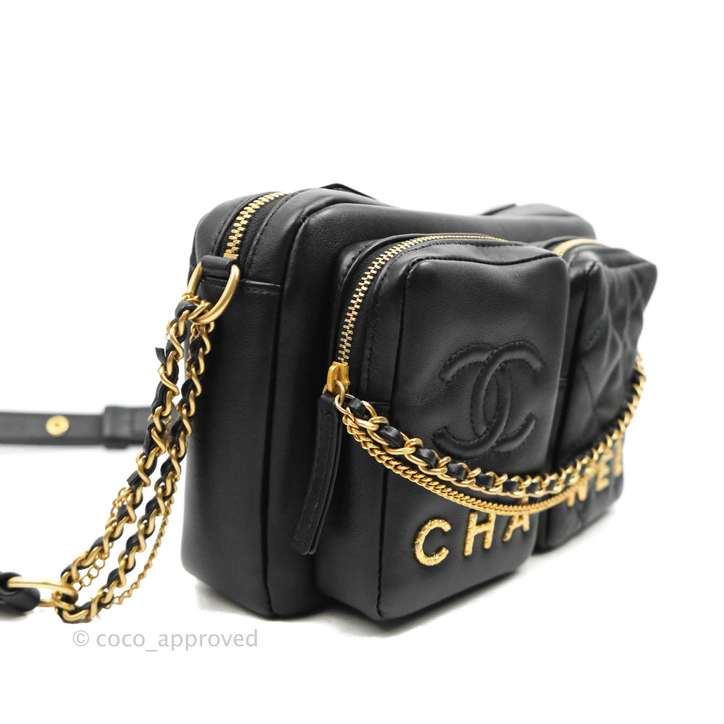 Chanel Quilted Small Camera Case Black Calfskin