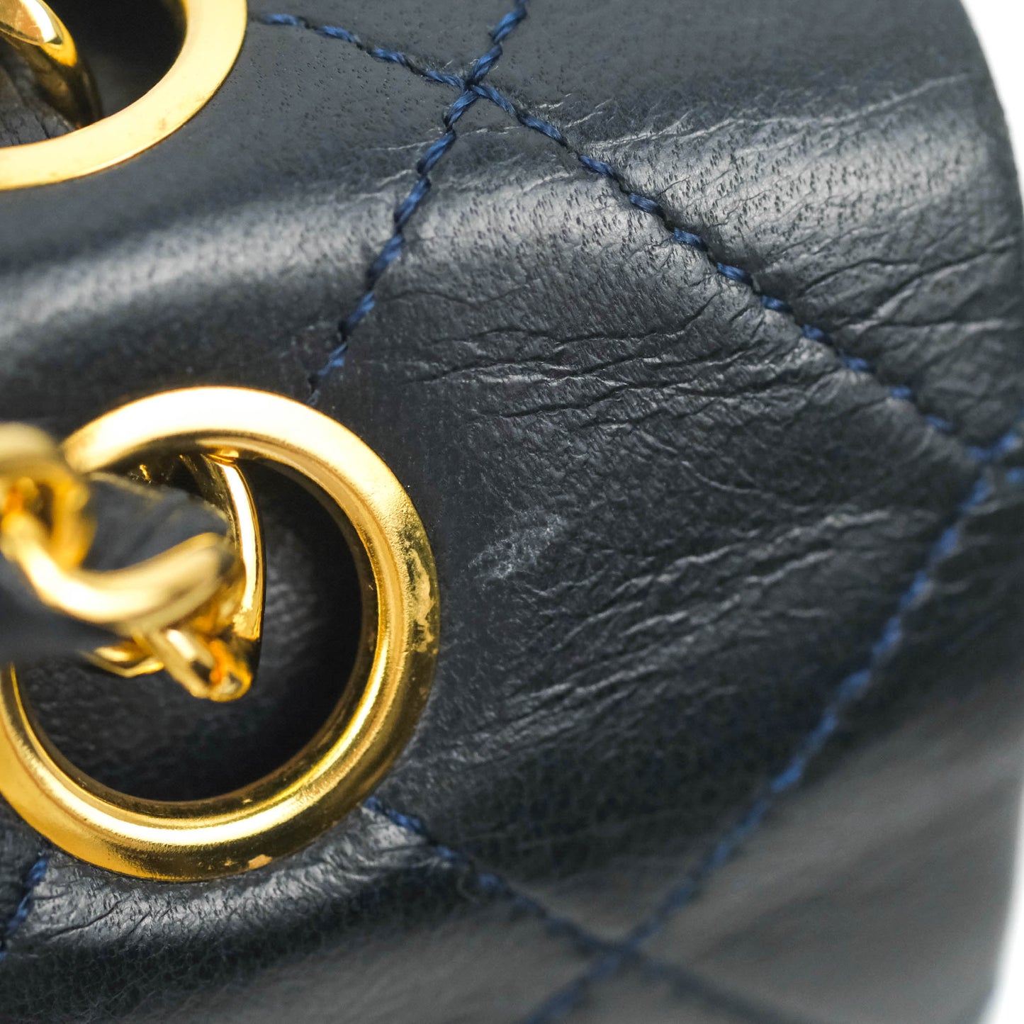 Chanel Classic Vintage Medium M/L Flap Navy Lambskin 24K Gold Hardware