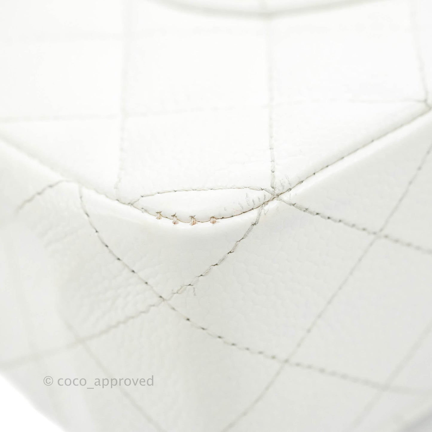 Chanel Classic M/L Medium Double Flap White Caviar Silver Hardware