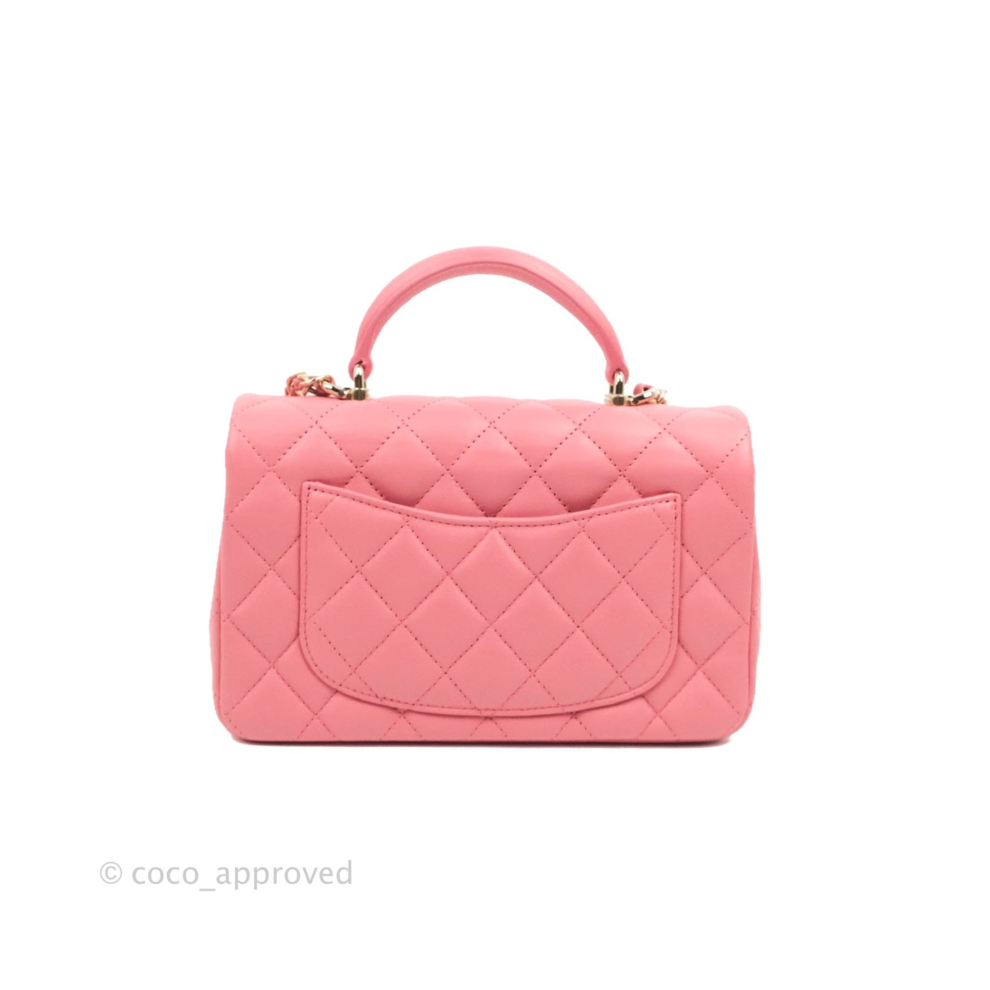 Chanel Top Handle Mini Rectangular Flap Bag Pink Lambskin Gold Hardware
