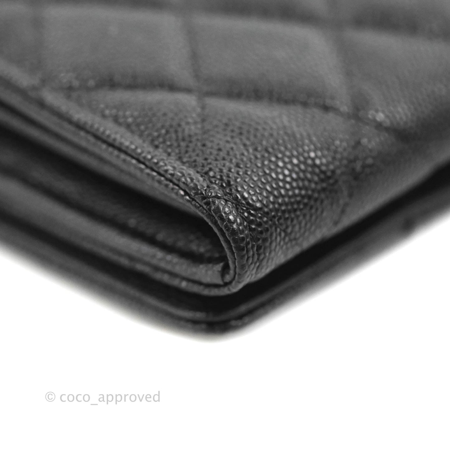 Chanel Quilted Pocket Long Wallet On Chain Black Caviar Gold Hardware 22A