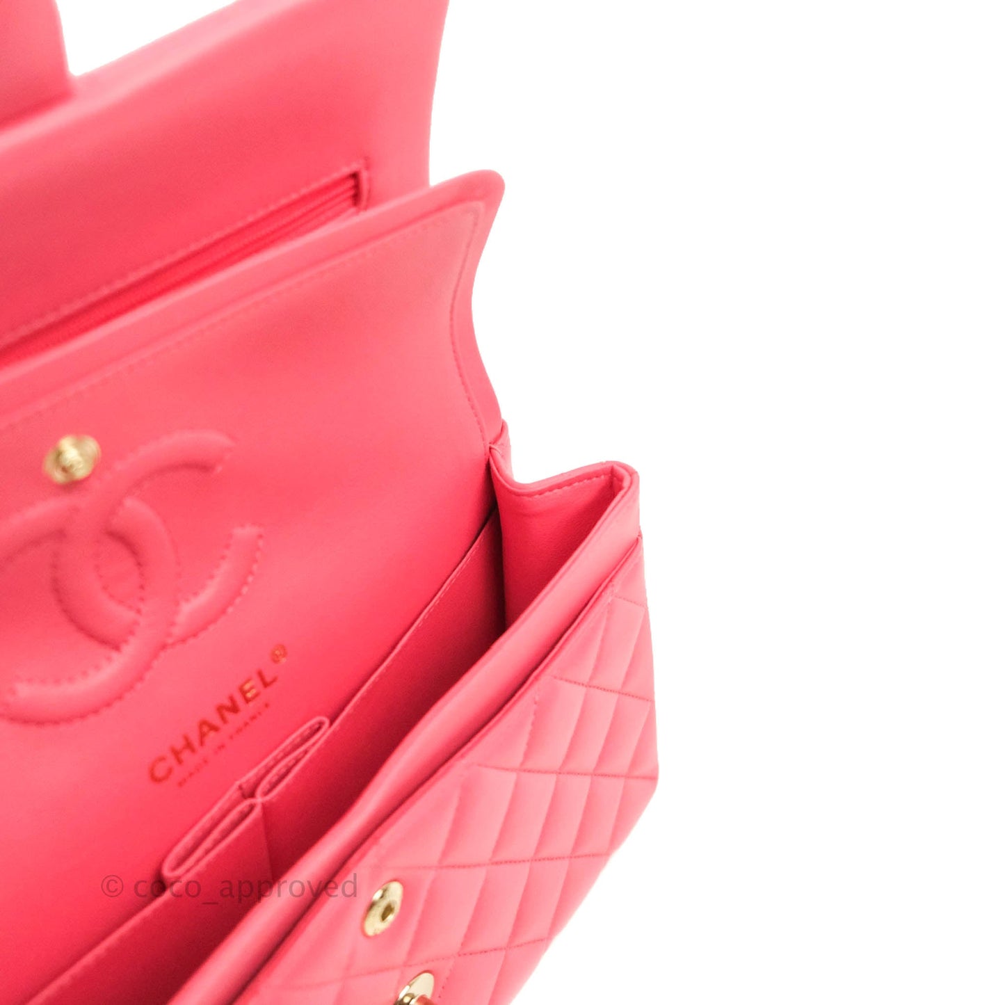 Chanel Small Classic Quilted Flap Rosy Pink Lambskin Gold Hardware