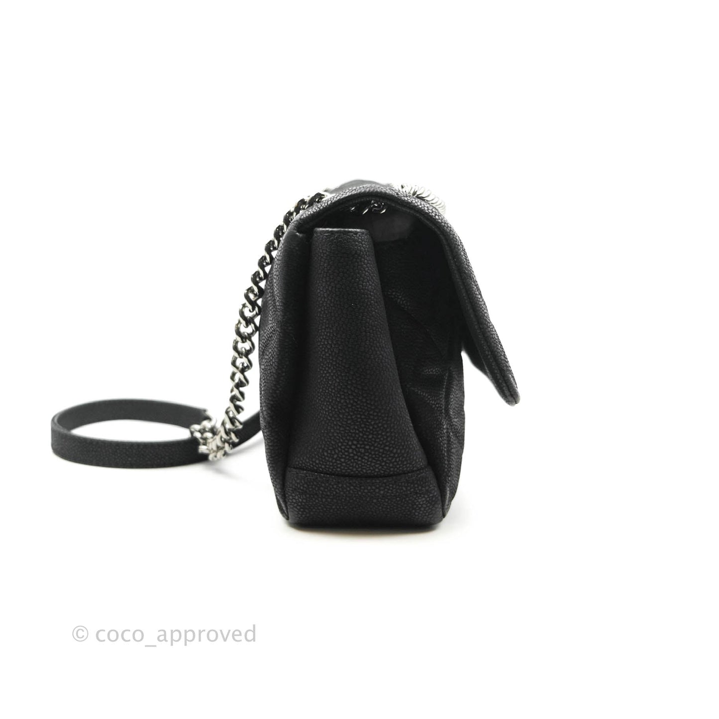 Chanel Lady Pearly Flap Bag Black Caviar Silver Hardware