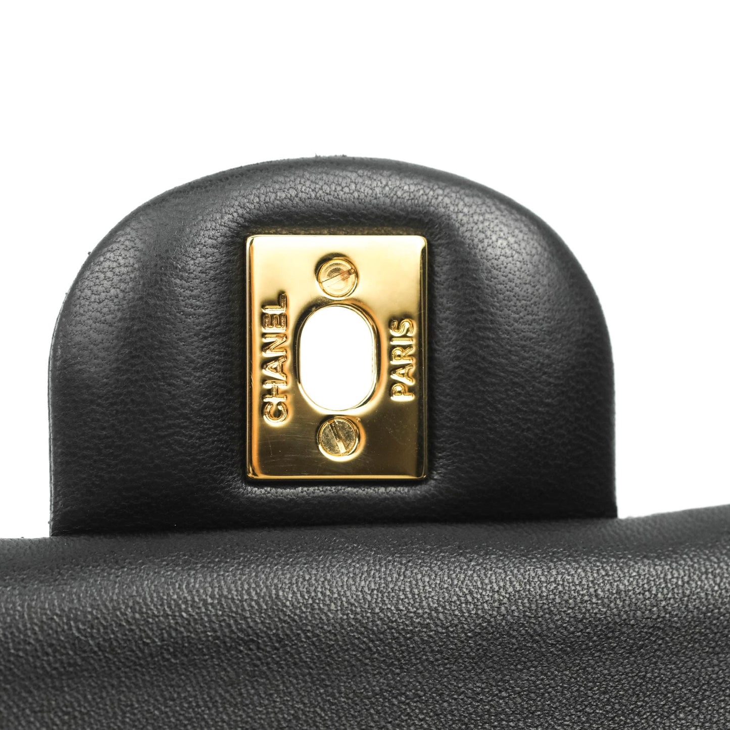 Chanel Classic M/L Medium Double Flap Black Lambskin Gold Hardware