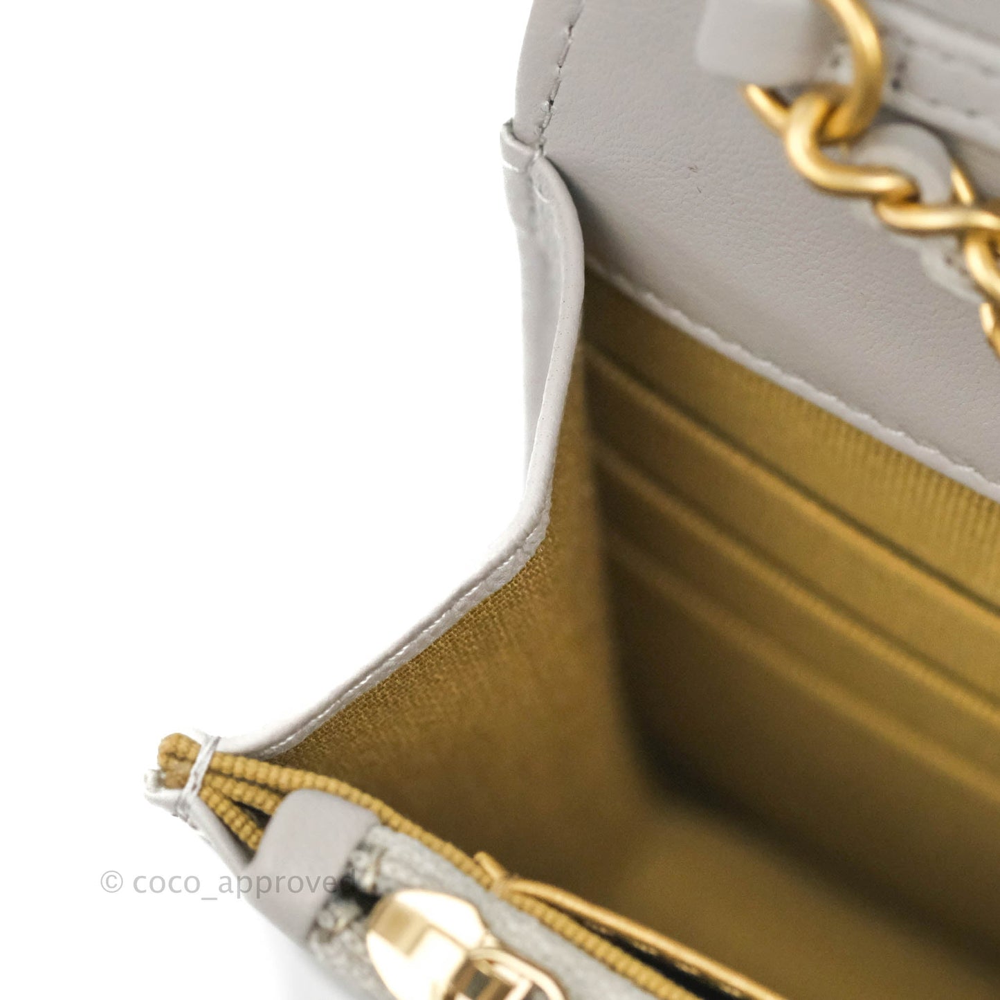 Chanel Quilted Pearl Crush Wallet on Chain WOC Grey Lambskin Aged Gold Hardware