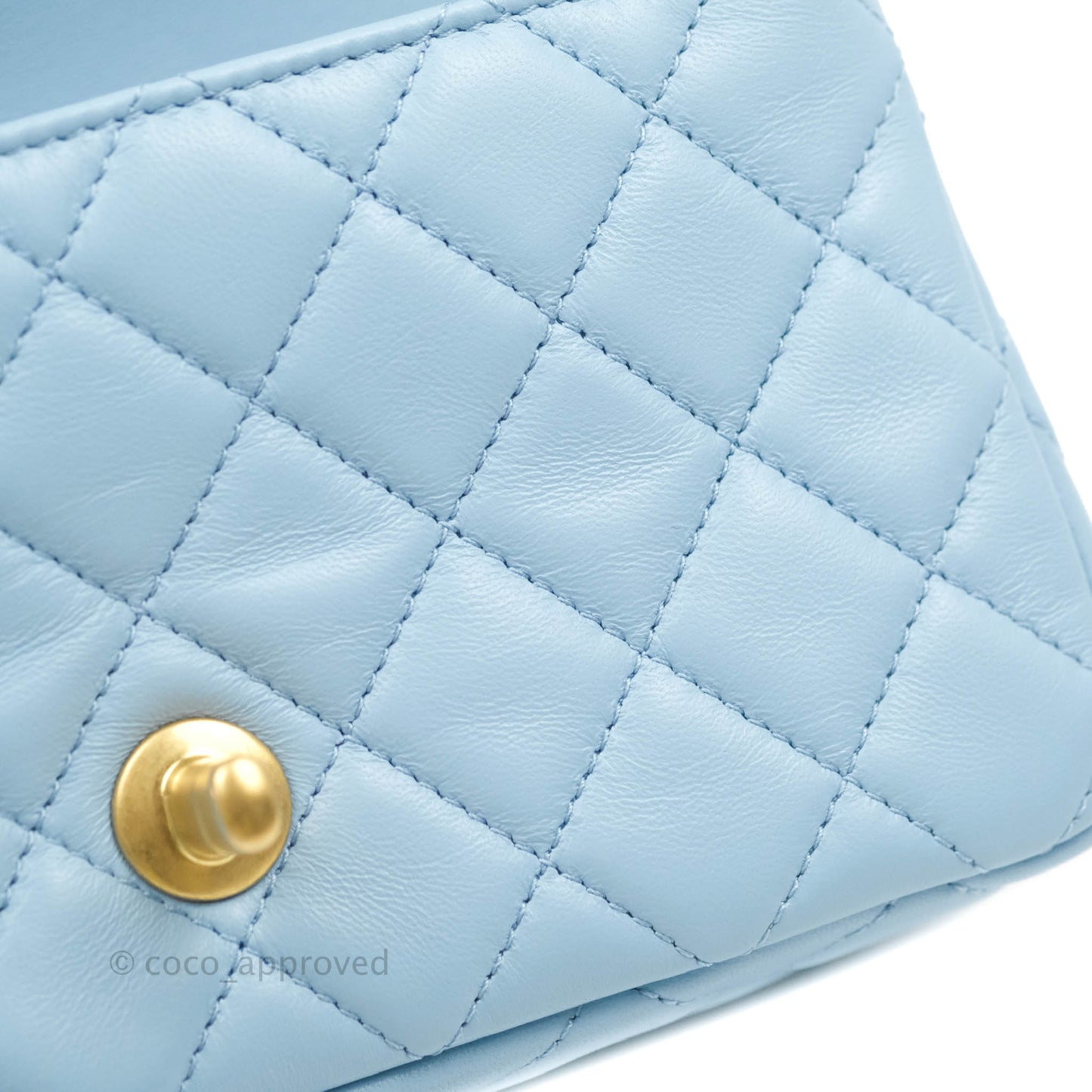 Chanel Mini Rectangular Pearl Crush Quilted Blue Lambskin Aged Gold Hardware
