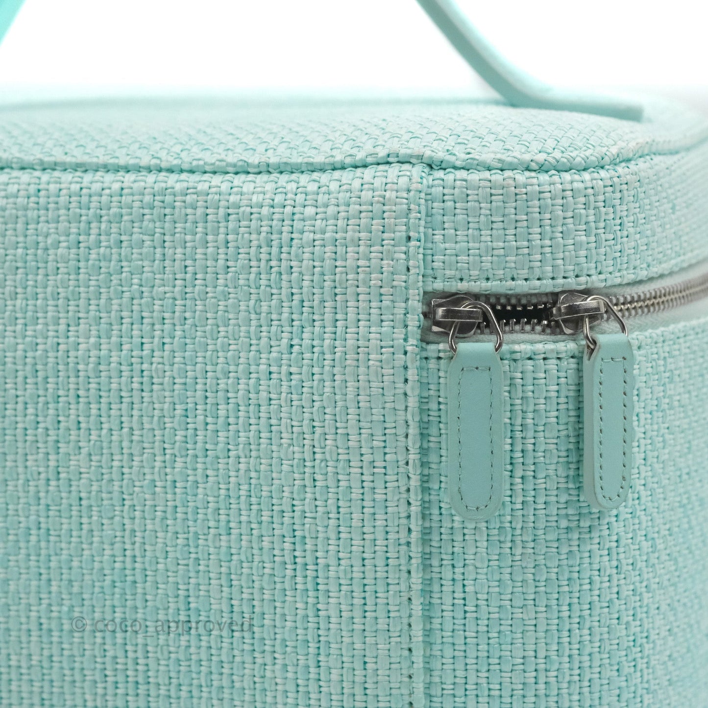 Chanel Deauville Vanity Pouch Mint Raffia Calfskin