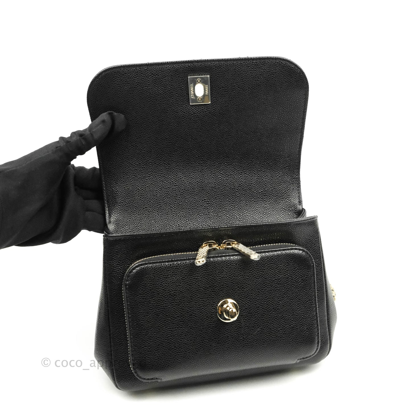 Chanel Small Business Affinity Flap Bag Black Caviar Gold Hardware