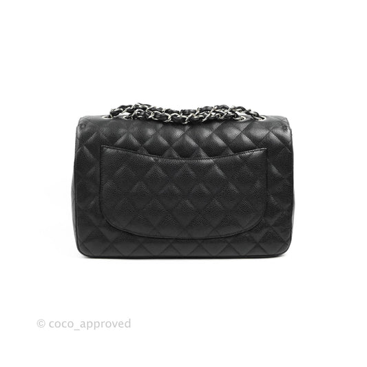 Chanel Jumbo Single Flap Black Caviar Silver Hardware⁣⁣