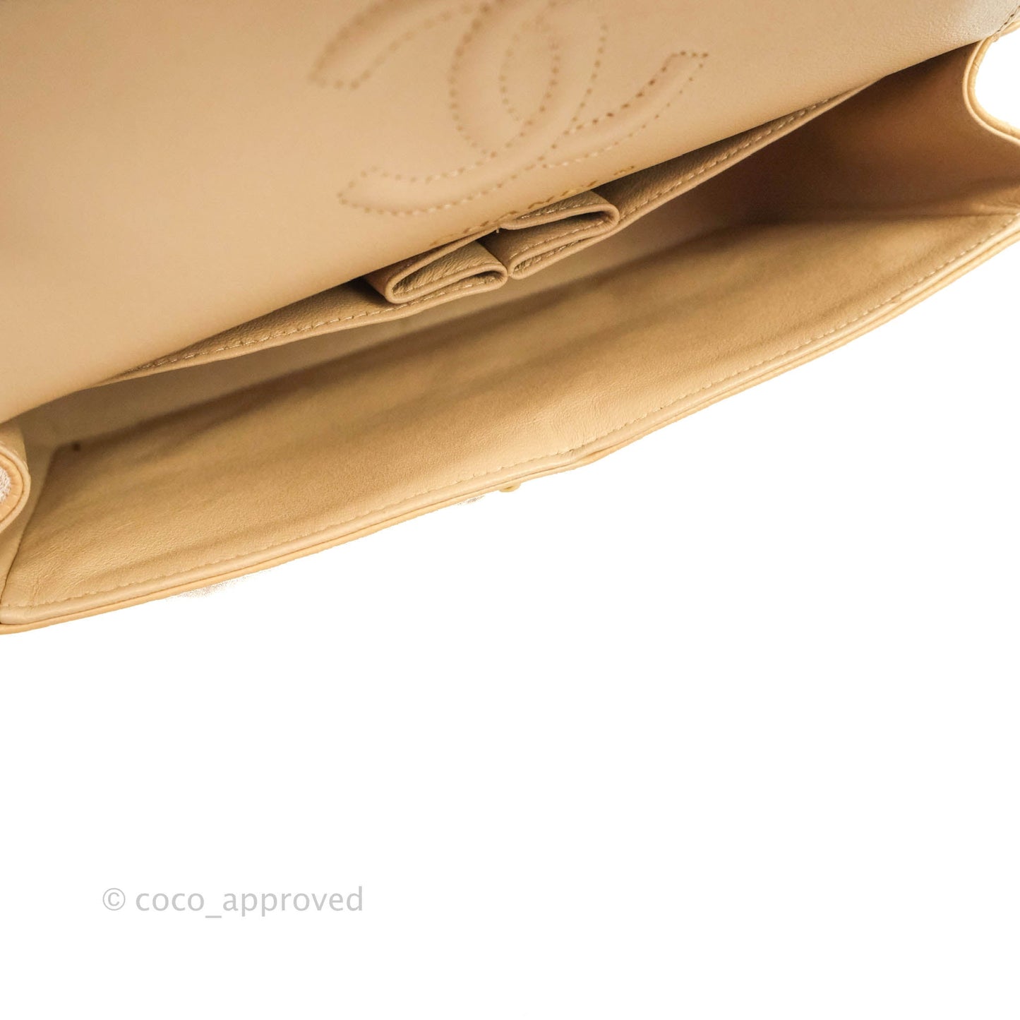Chanel Small Classic Quilted Flap Beige Caviar Gold Hardware