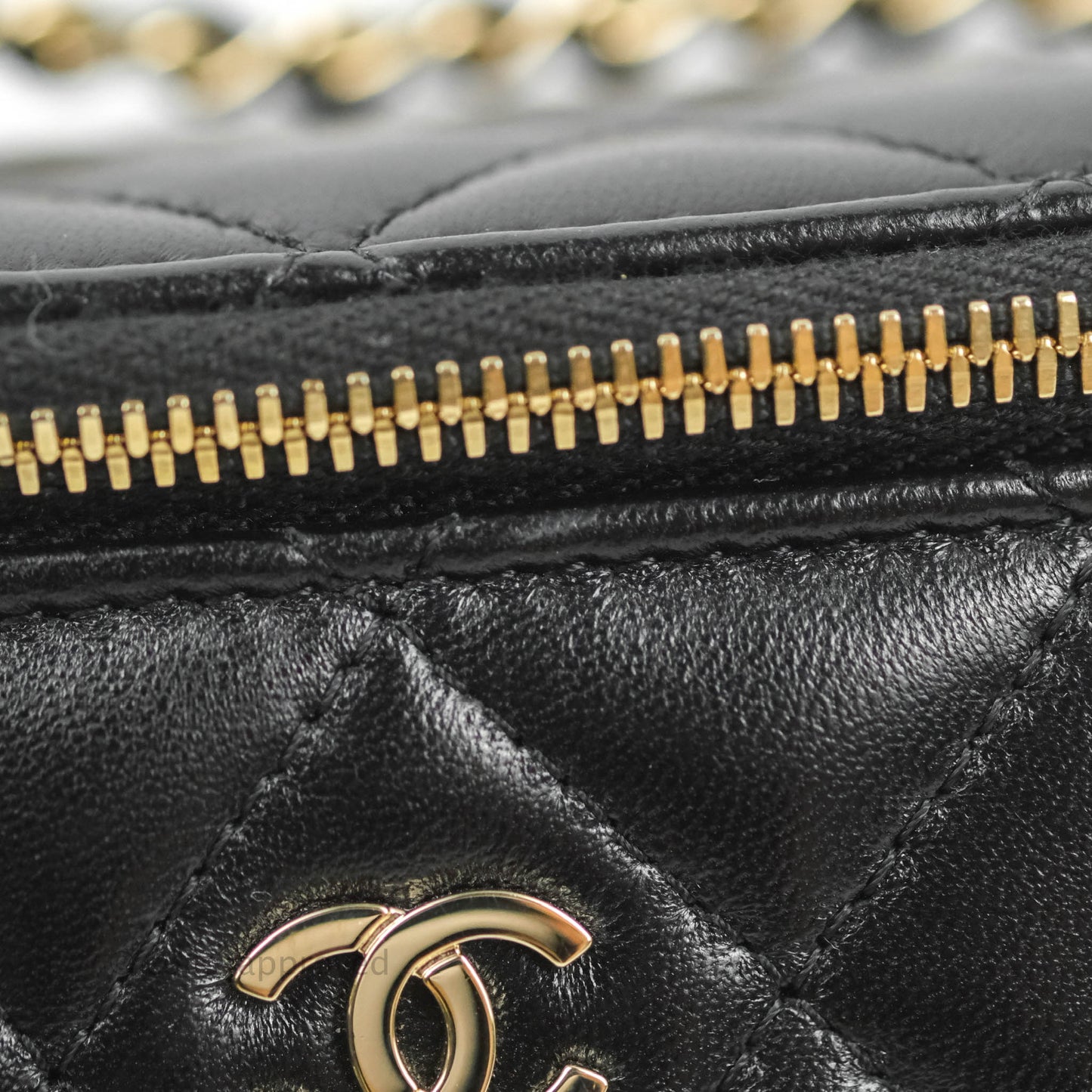 Chanel Classic Vanity with Chain Black Lambskin Gold Hardware