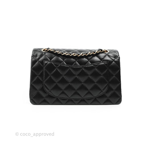Chanel Classic Small S/M Flap Black Lambskin Rose Pink-Gold Hardware