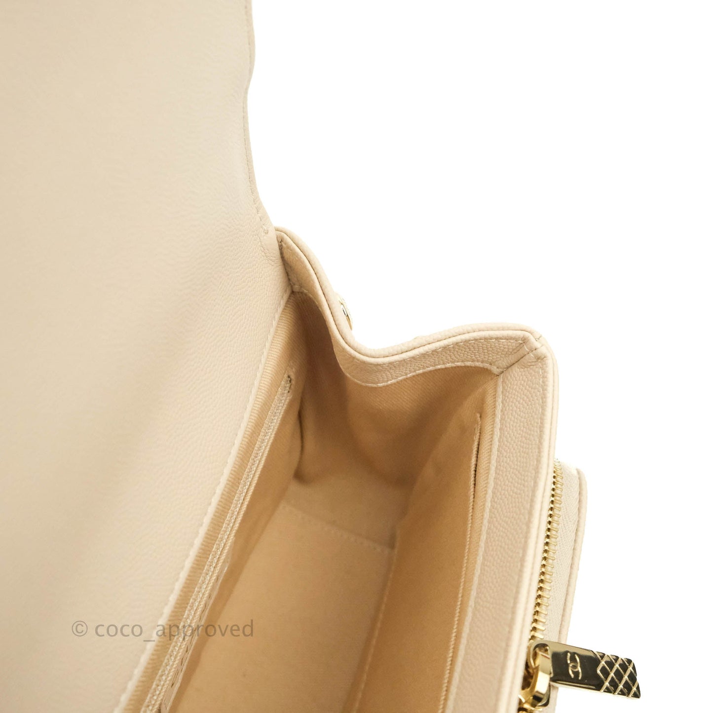 Chanel Quilted Small Business Affinity Flap Light Beige Caviar Gold Hardware