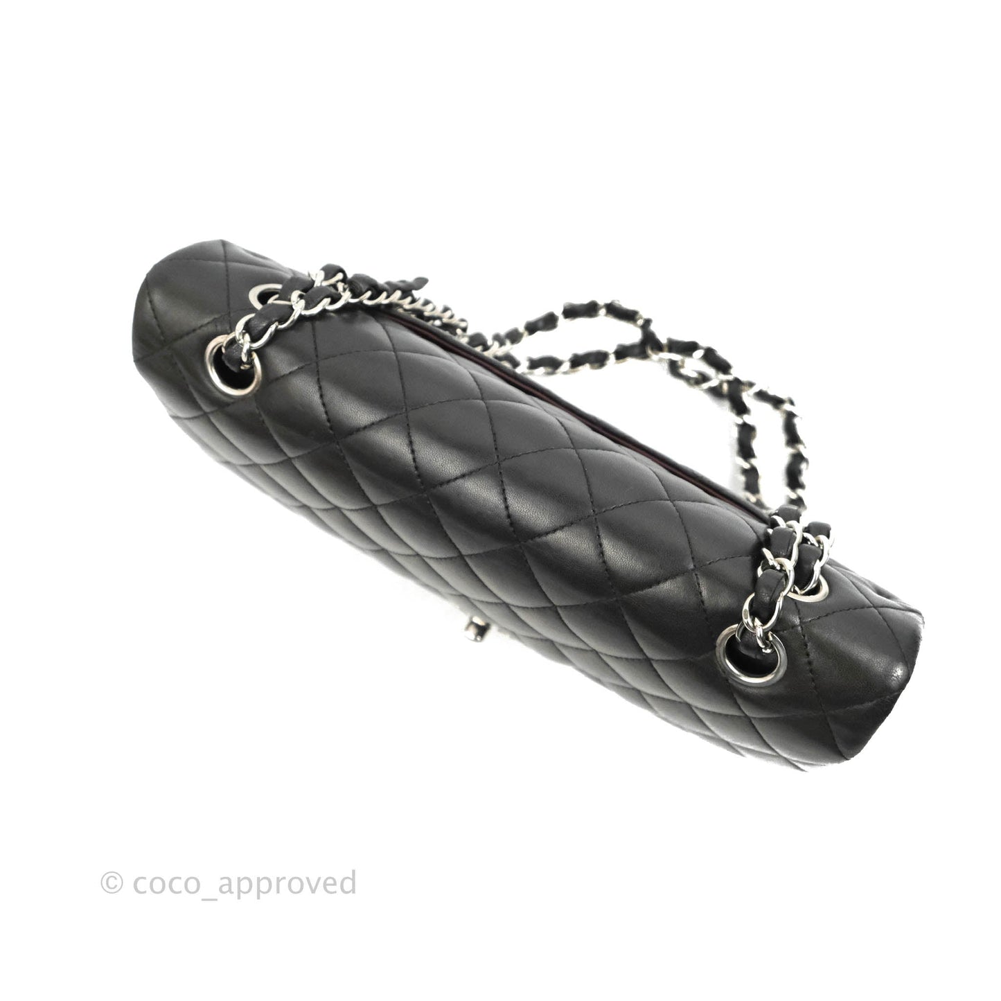 Chanel Medium Classic Quilted Flap Black Lambskin Silver Hardware
