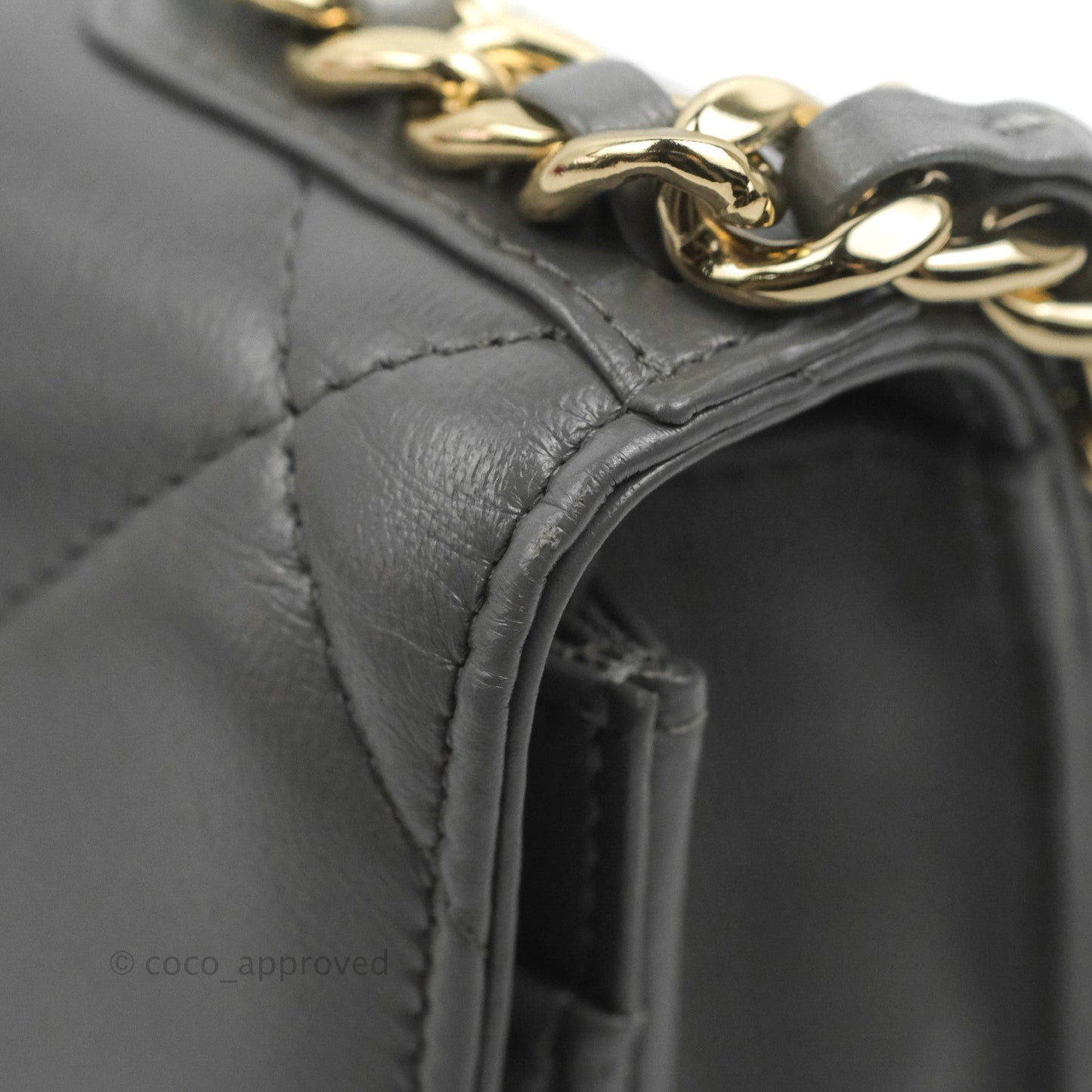 Chanel 19 Wallet on Chain WOC Dark Grey Lambskin Mixed Hardware