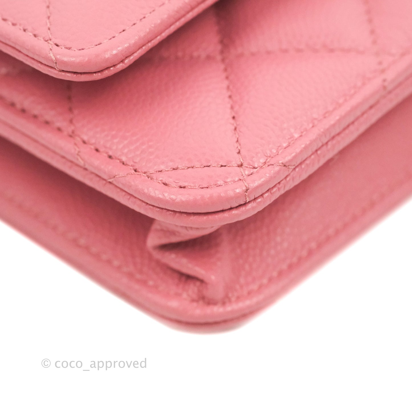 Chanel Quilted Classic Wallet on Chain WOC Pink Caviar Gold Hardware