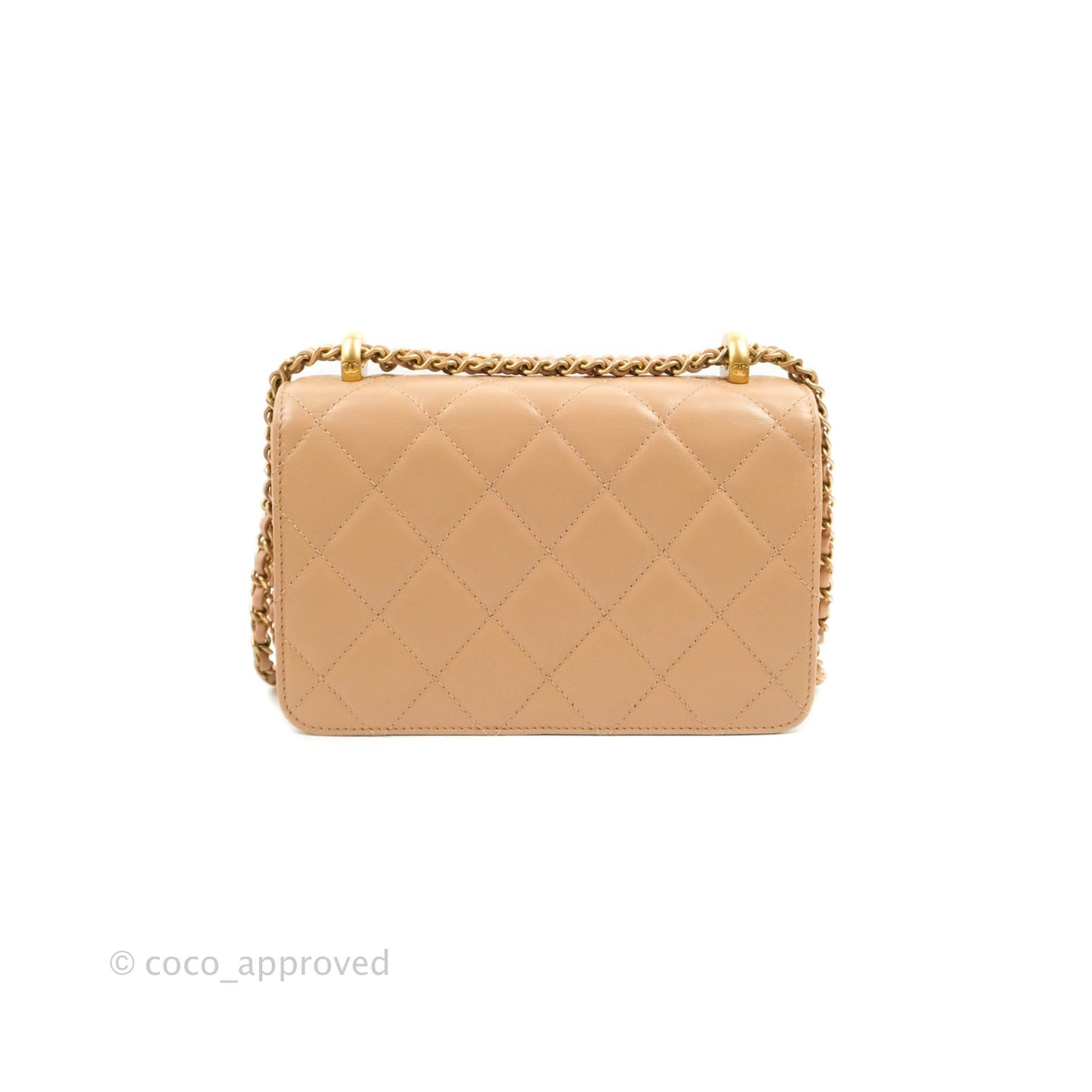 Chanel Quilted Perfect Fit Adjustable Beige Calfskin Gold Hardware 21A