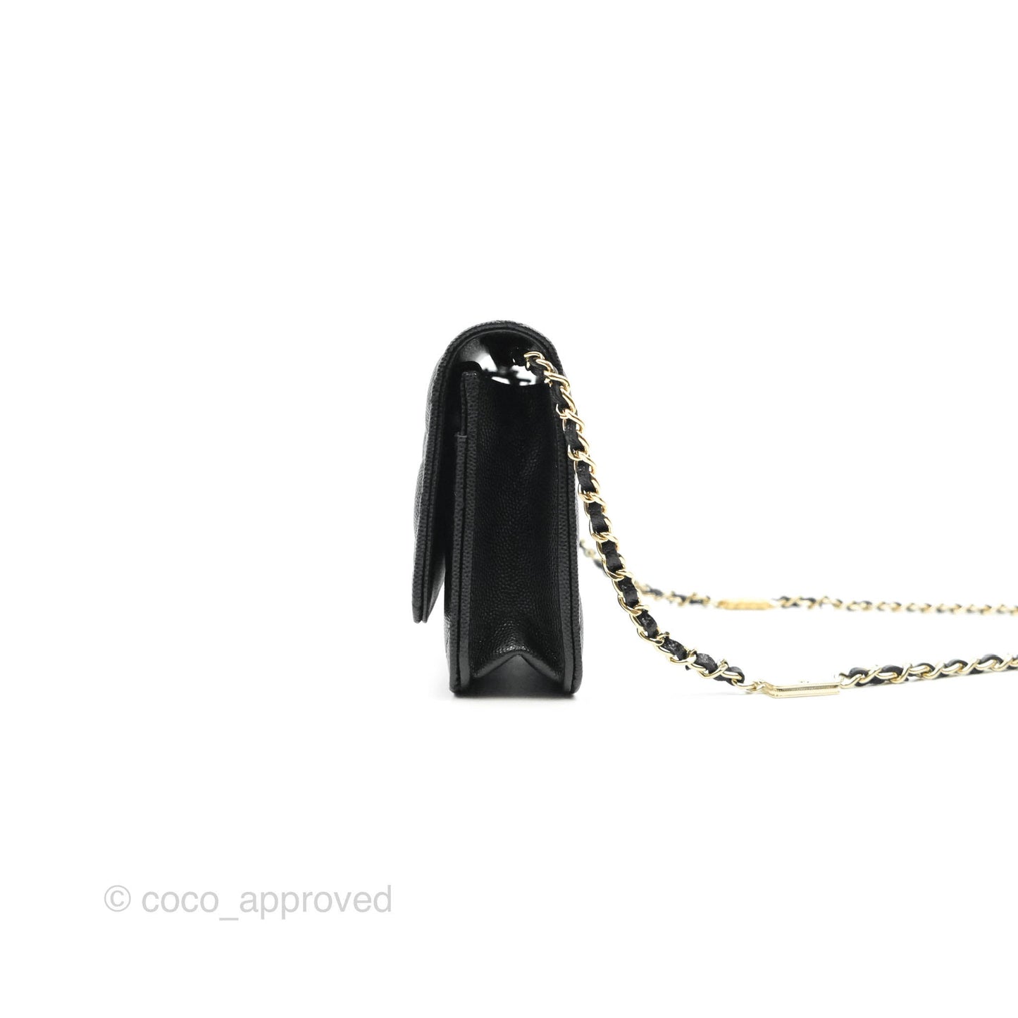 Chanel Quilted WOC Black Caviar Gold Hardware With Charms