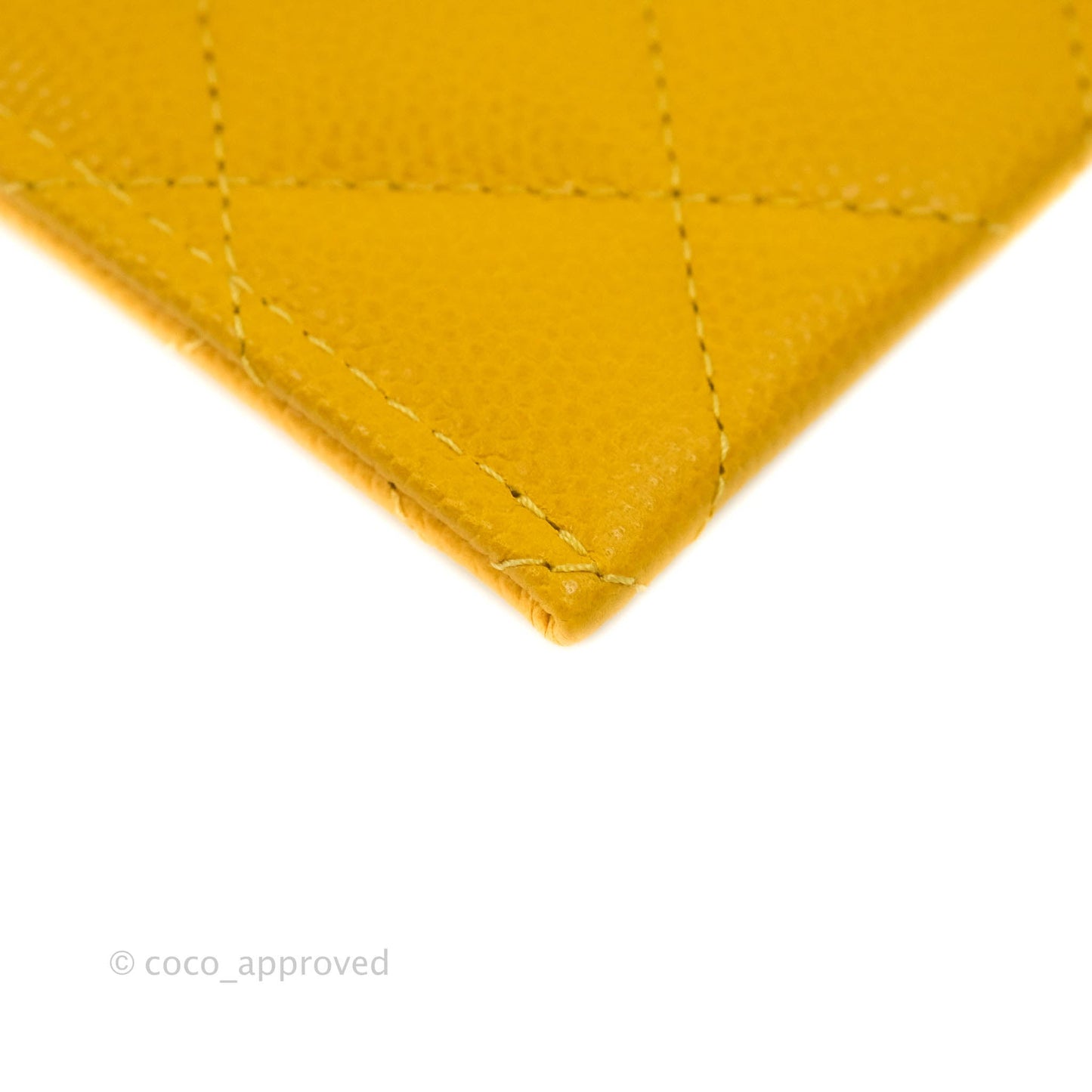 Chanel Classic Flat Card Holder Yellow Caviar Silver Hardware