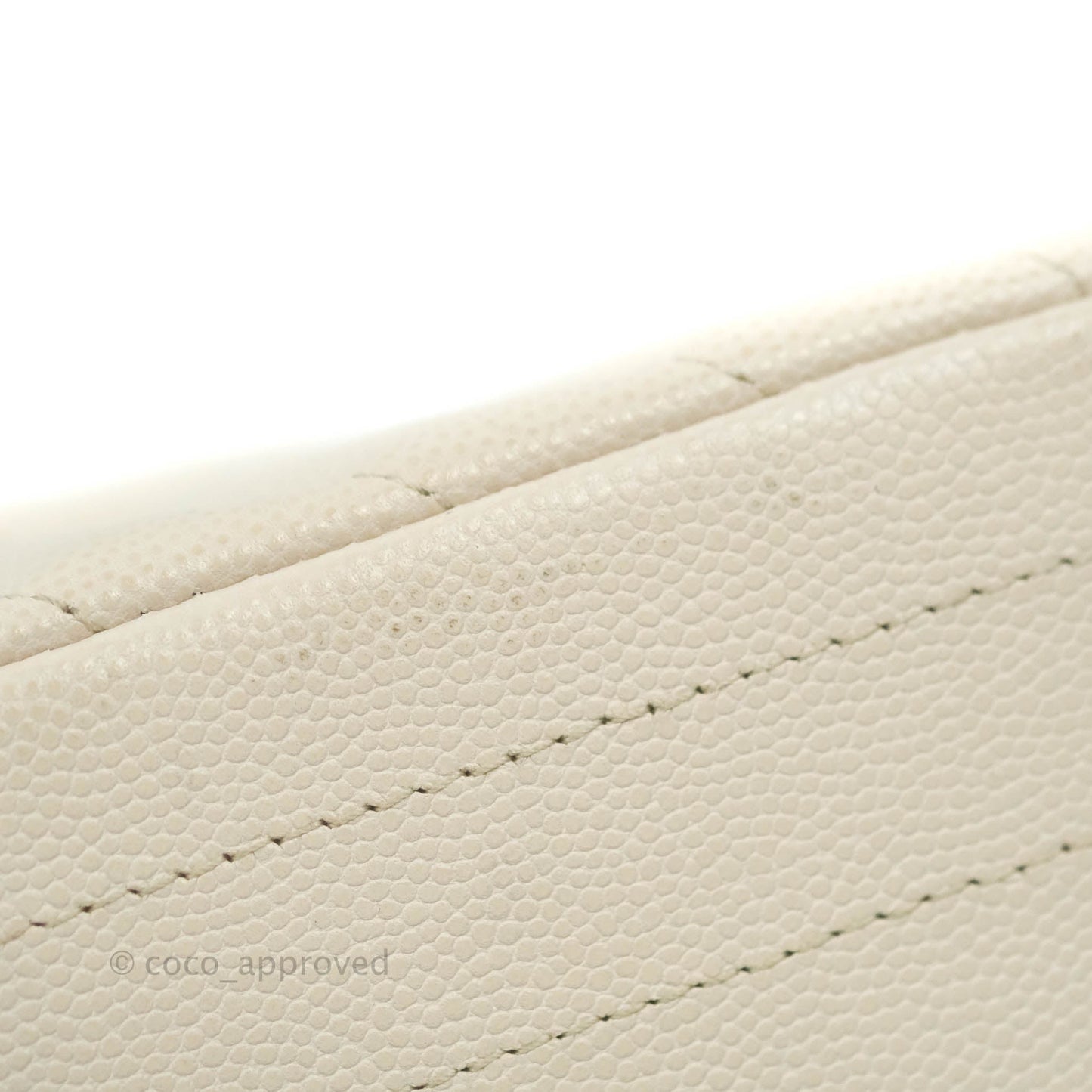 Chanel Classic M/L Medium Double Flap Chevron Ivory Caviar Gold Hardware