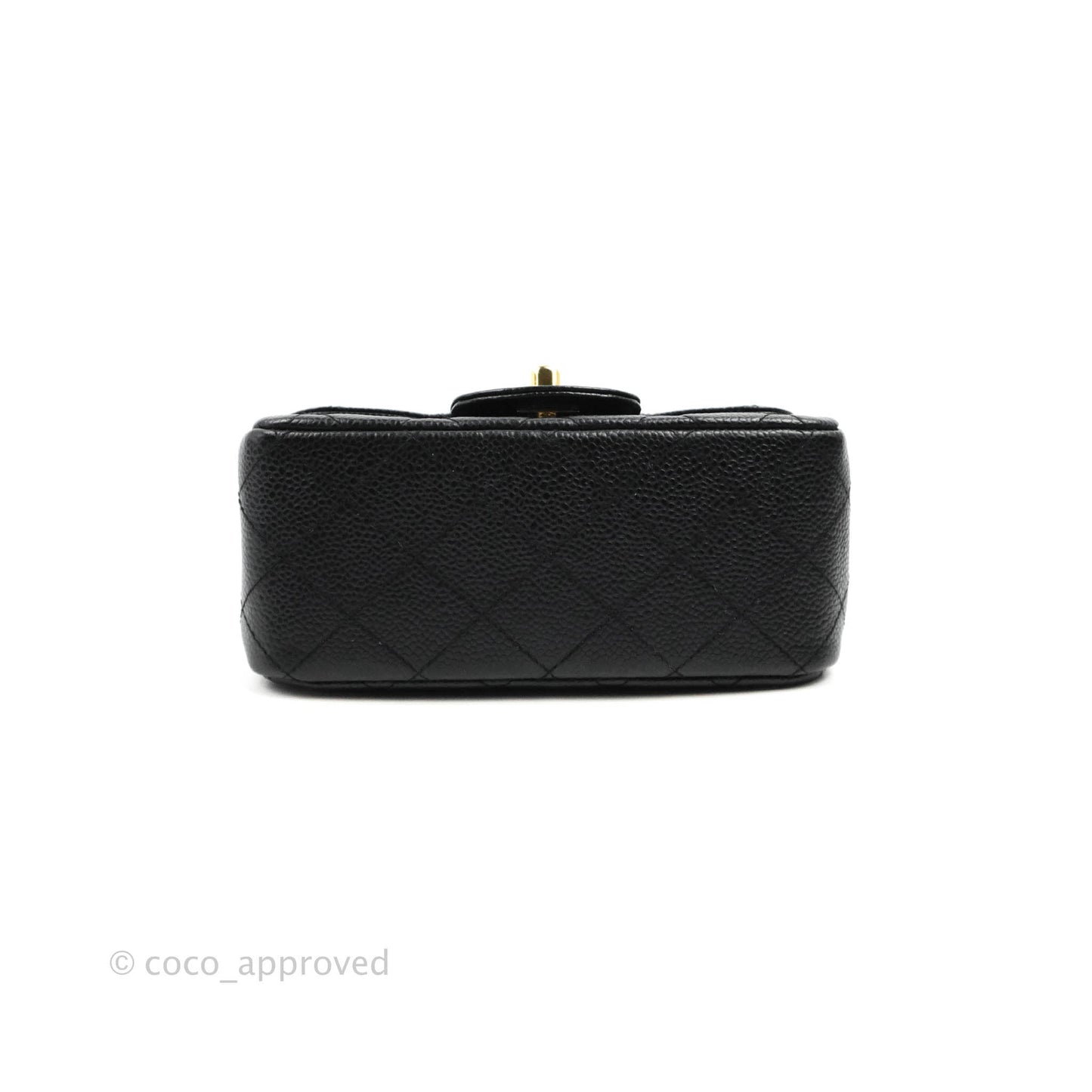Chanel Quilted Mini Square Flap Bag Black Caviar 24K Gold Hardware