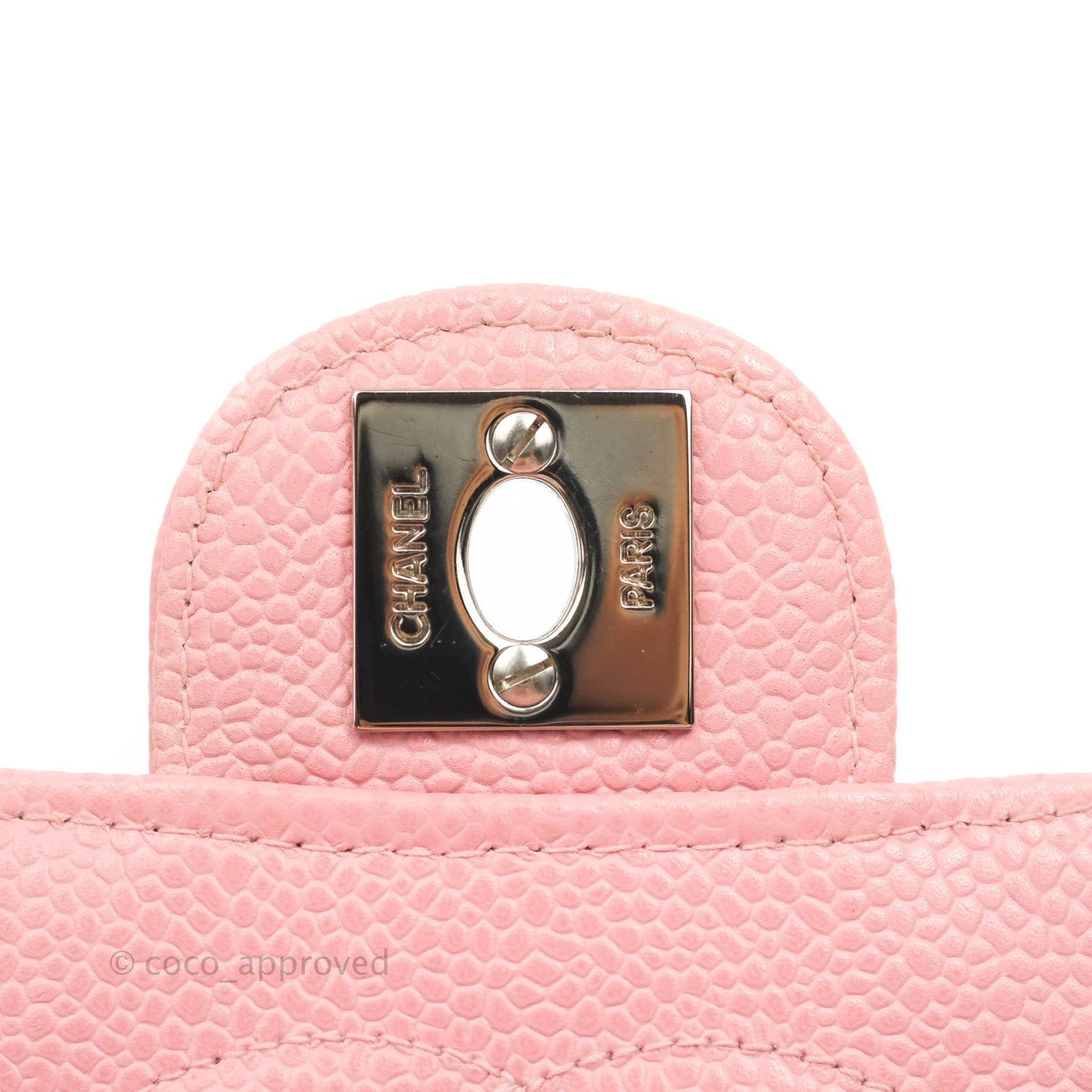Chanel Quilted Vintage Mini Square Flap Pink Caviar Silver Hardware
