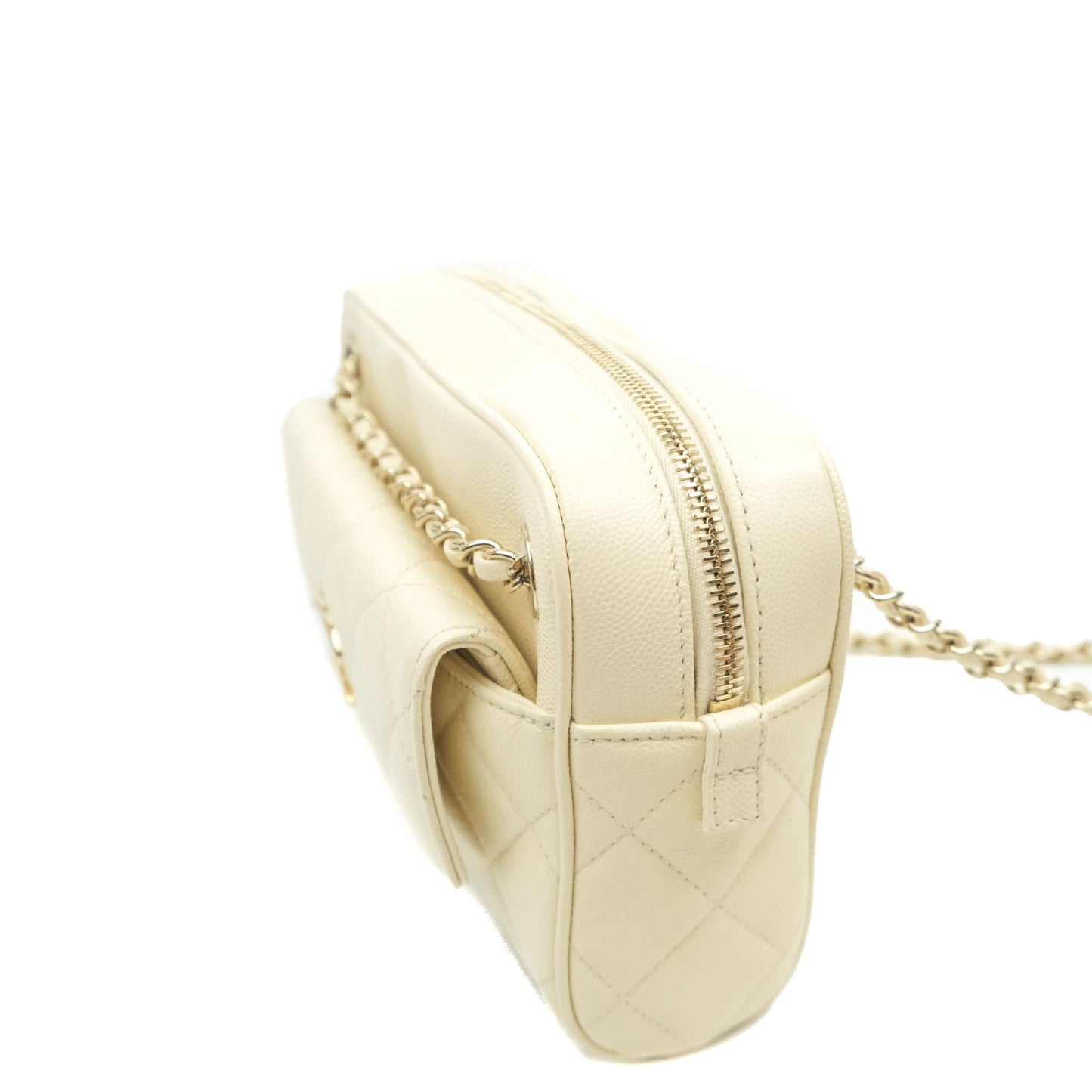 Chanel Camera Bag With Detachable Pouch Ivory Caviar Gold Hardware