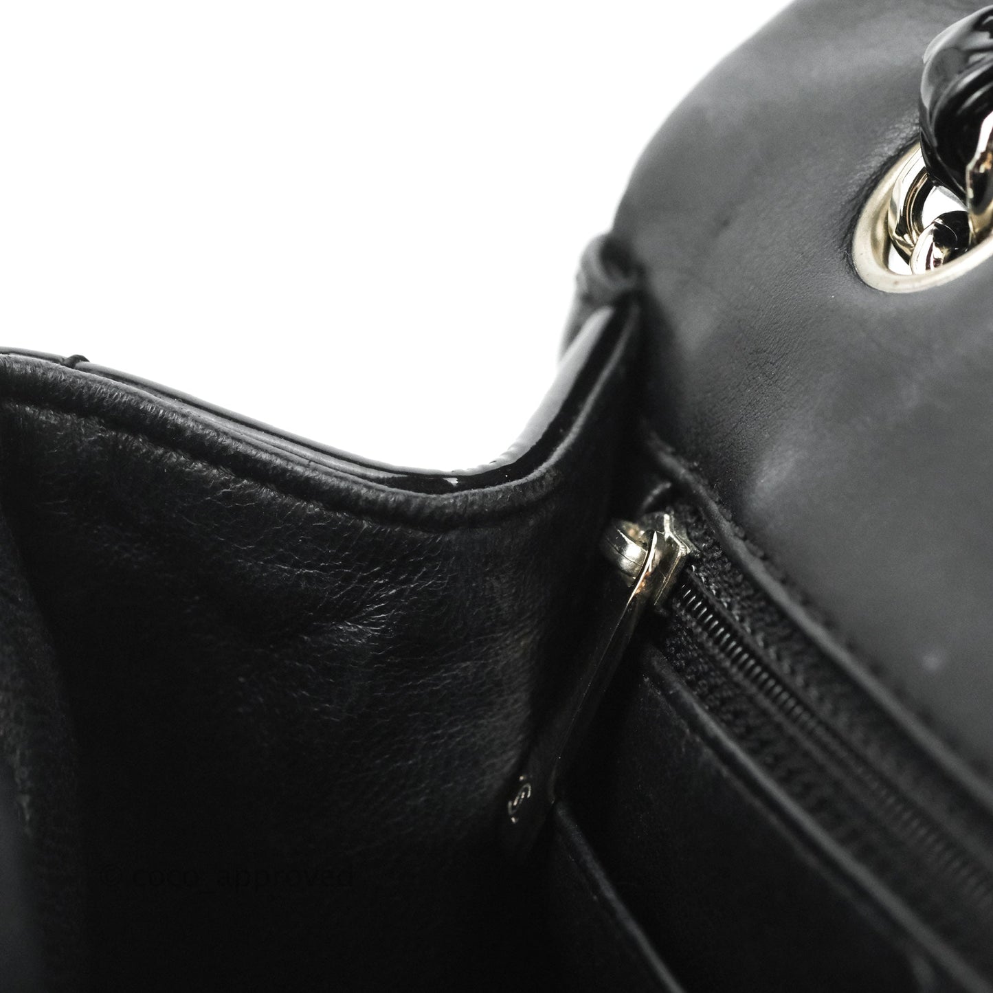 Chanel Single Flap Maxi Chevron Black Patent Silver Hardware