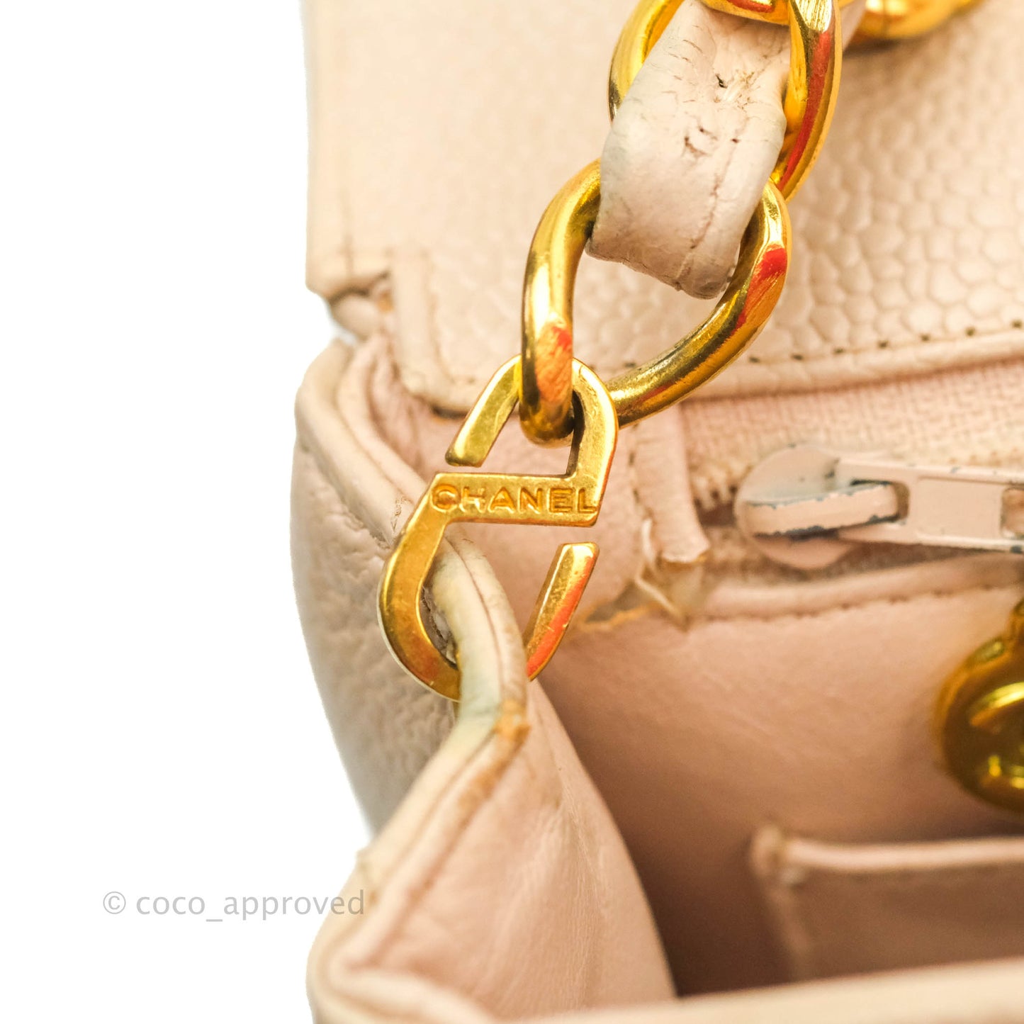Chanel Vintage CC Large Square Shoulder Bag Dusty Pink Caviar 24K Gold Hardware