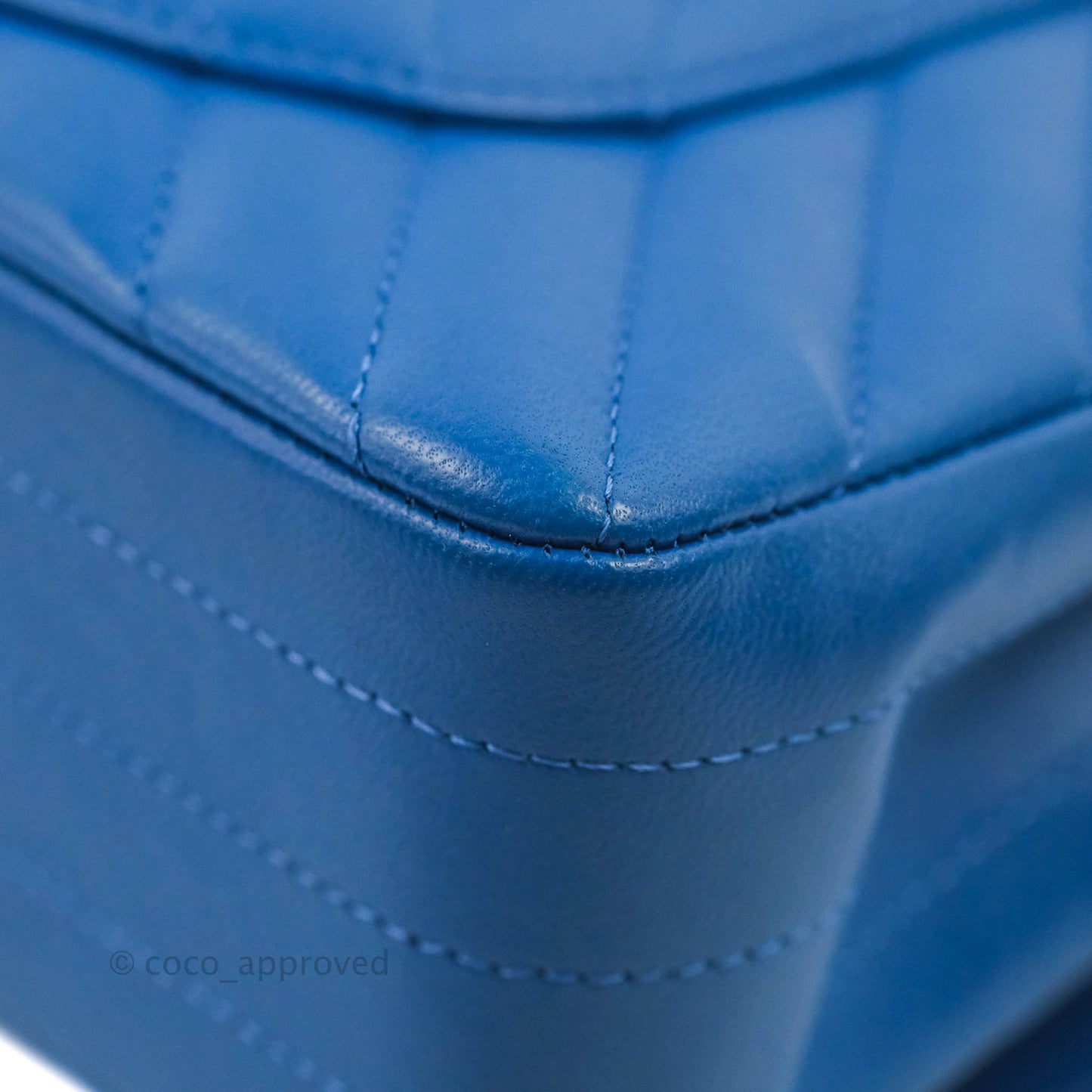 Chanel Classic Chevron S/M Small Double Flap Blue Lambskin Gold Hardware