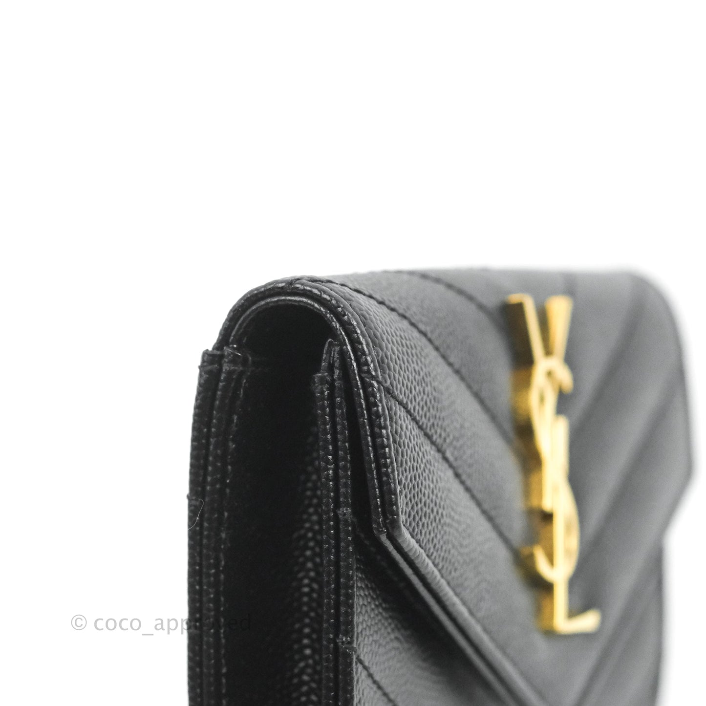Saint Laurent Monogramme Envelope Wallet Black Grained Calfskin Gold Hardware