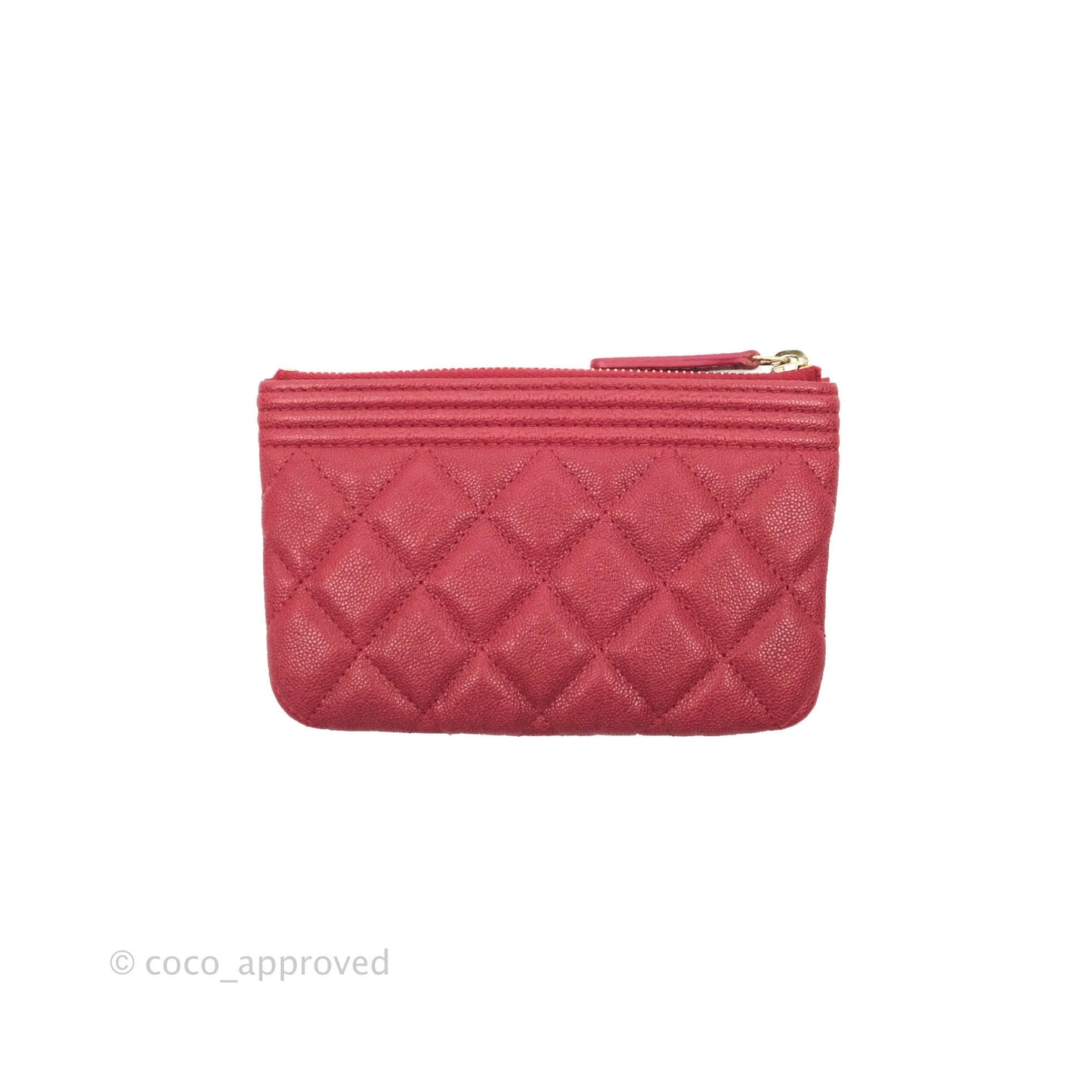 Chanel Mini Boy O Case Red Aged Caviar Gold Hardware