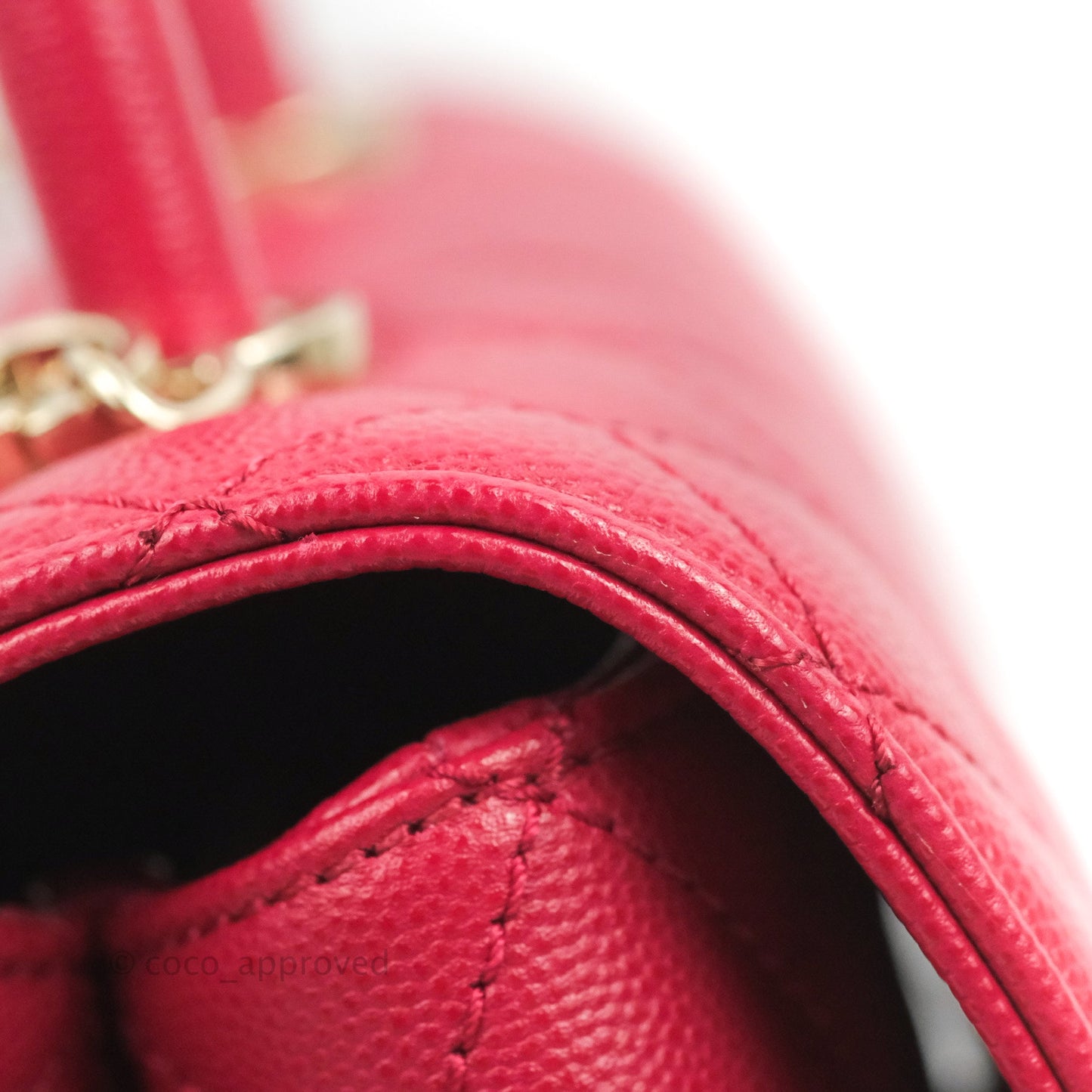 Chanel Small Coco Handle Quilted Dark Pink Caviar Gold Hardware 21A