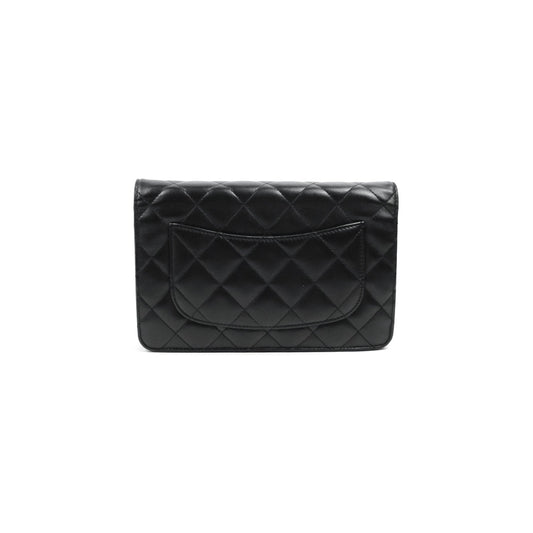 Chanel Quilted Classic WOC Black Lambskin Silver Hardware