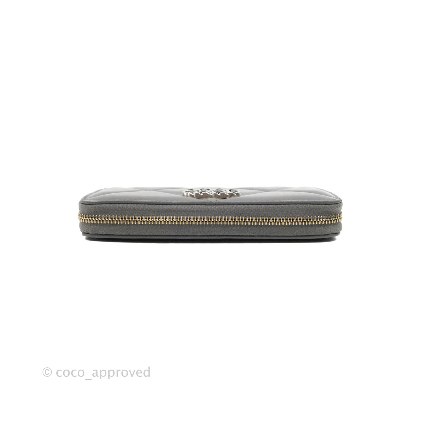 Chanel Quilted 19 Zipped Wallet Grey Lambskin