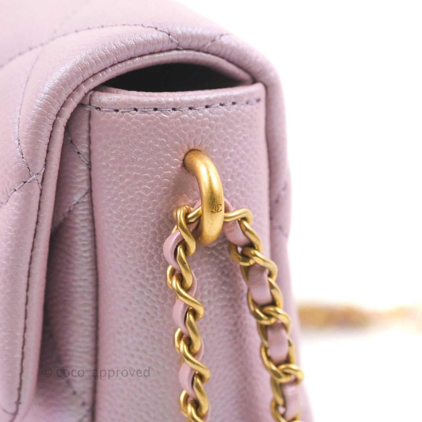 Chanel Quilted My Perfect Mini Iridescent Lilac Caviar Aged Gold Hardware 21K