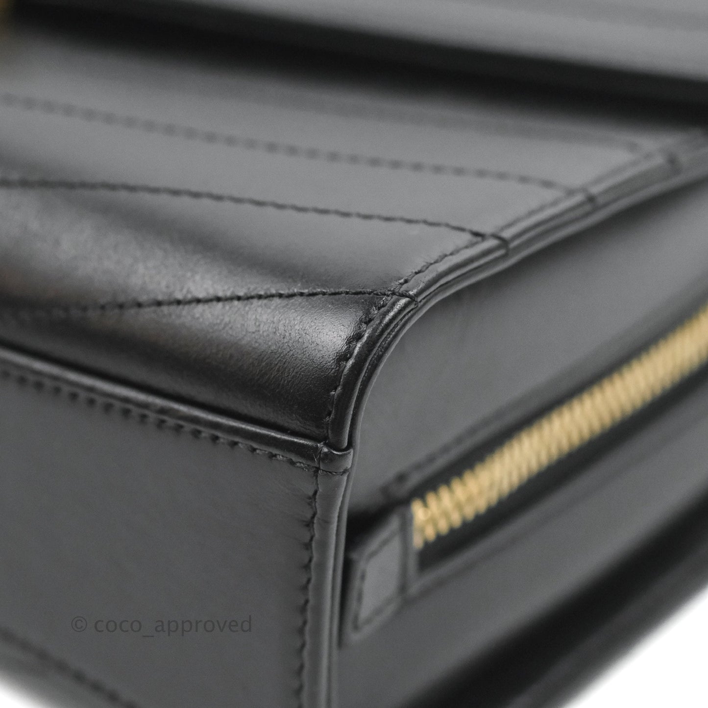 Chanel Medal Envelope Flap Bag Chevron Black Calfskin Aged Gold Hardware