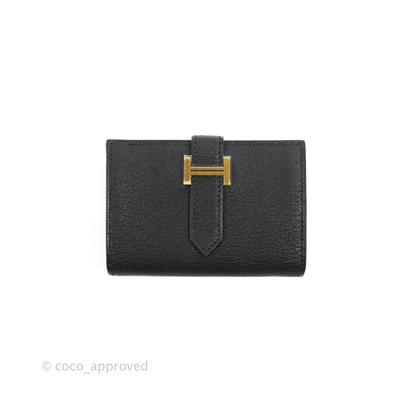 Hermes Bearn Mini Wallet Mysore Black Gold Hardware