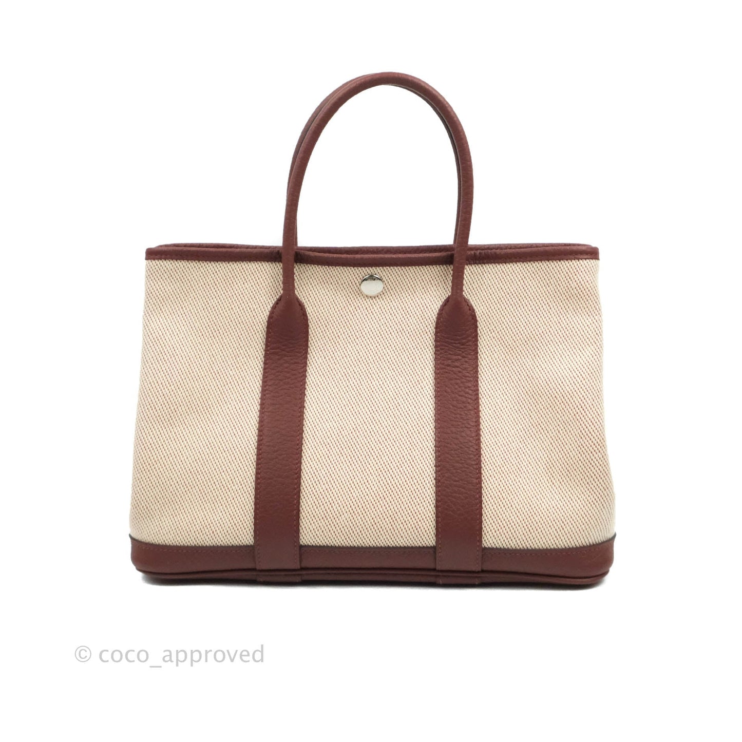 Hermès Garden Party 30 Canvas Framboise Rouge Sellier With Twilly