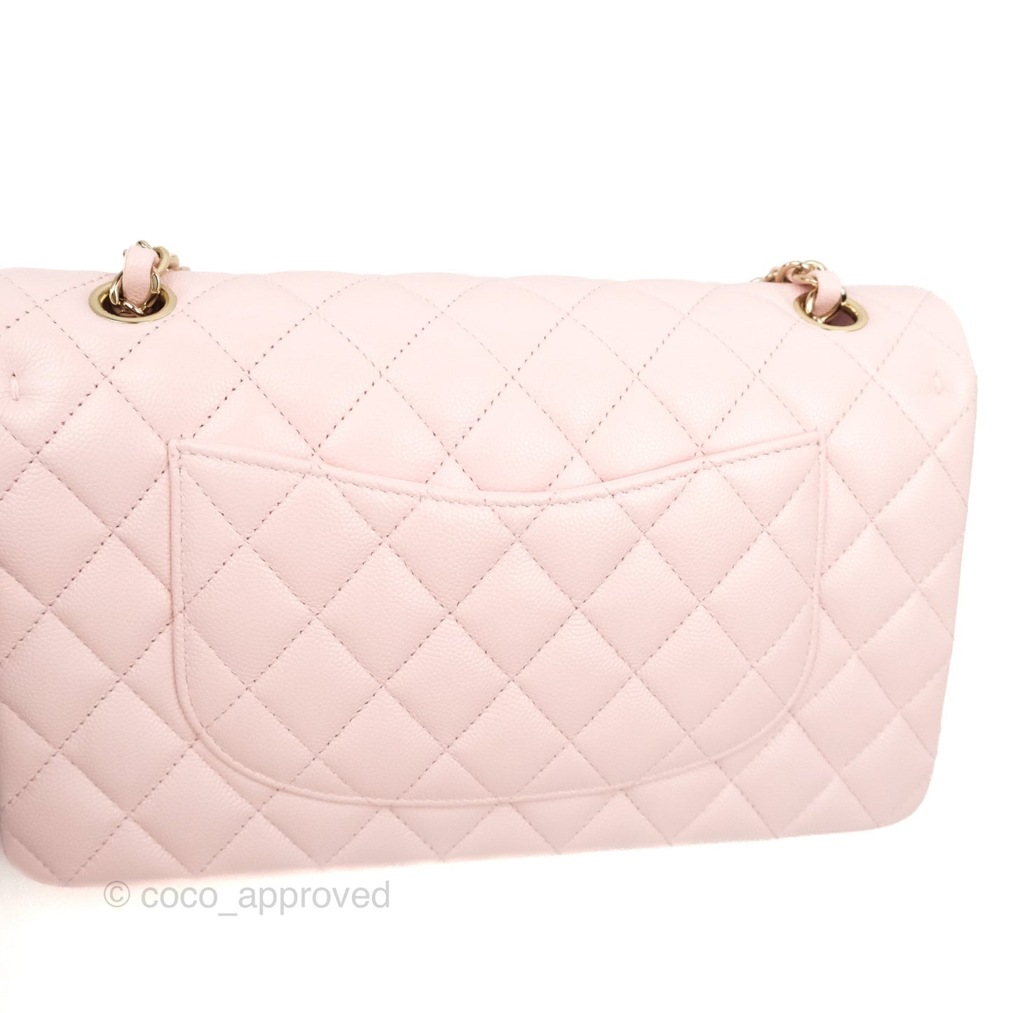 Chanel Classic M/L Medium Flap Quilted Light Pink Caviar Gold Hardware