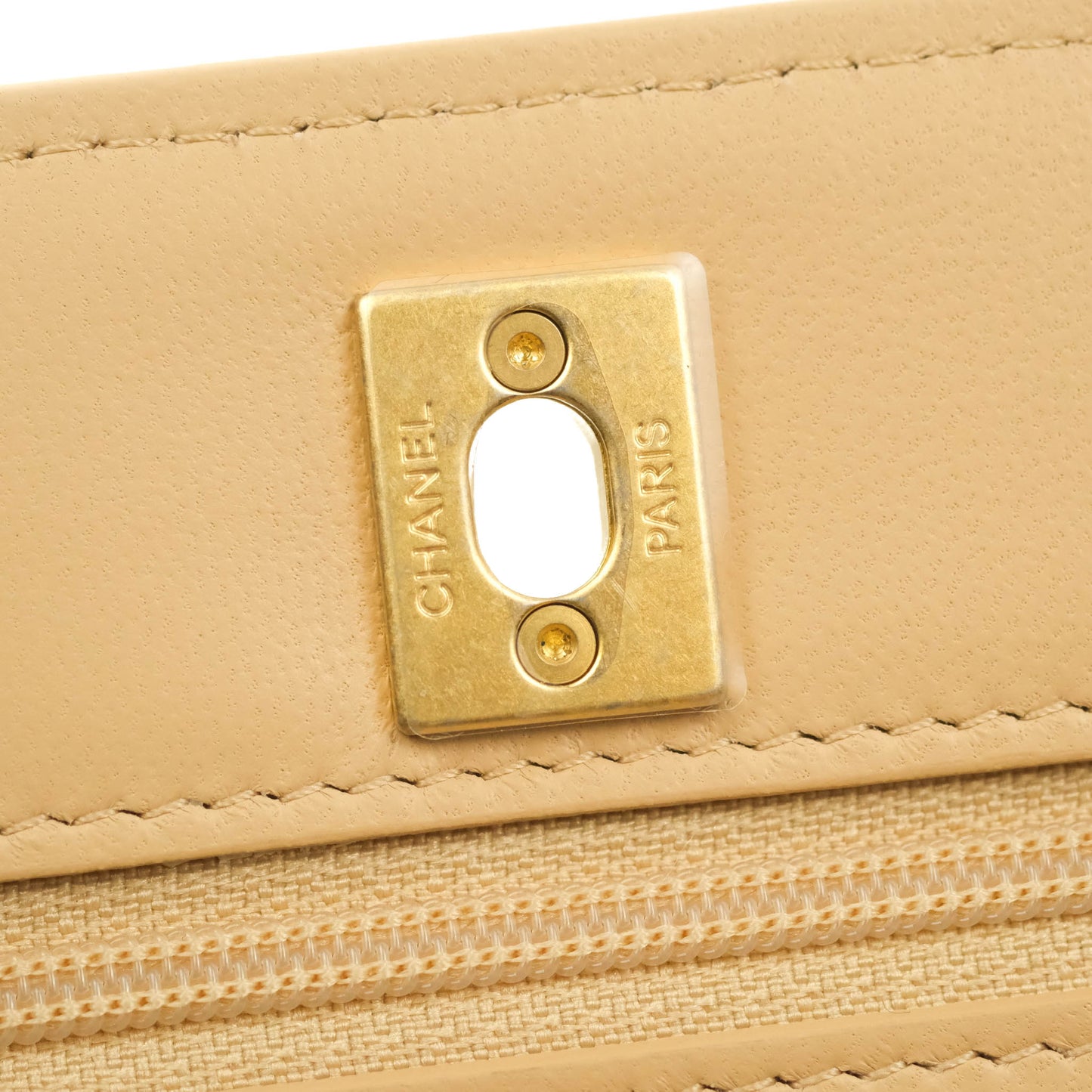 Chanel Quilted Pearl Crush Wallet on Chain WOC Beige Lambskin Aged Gold Hardware
